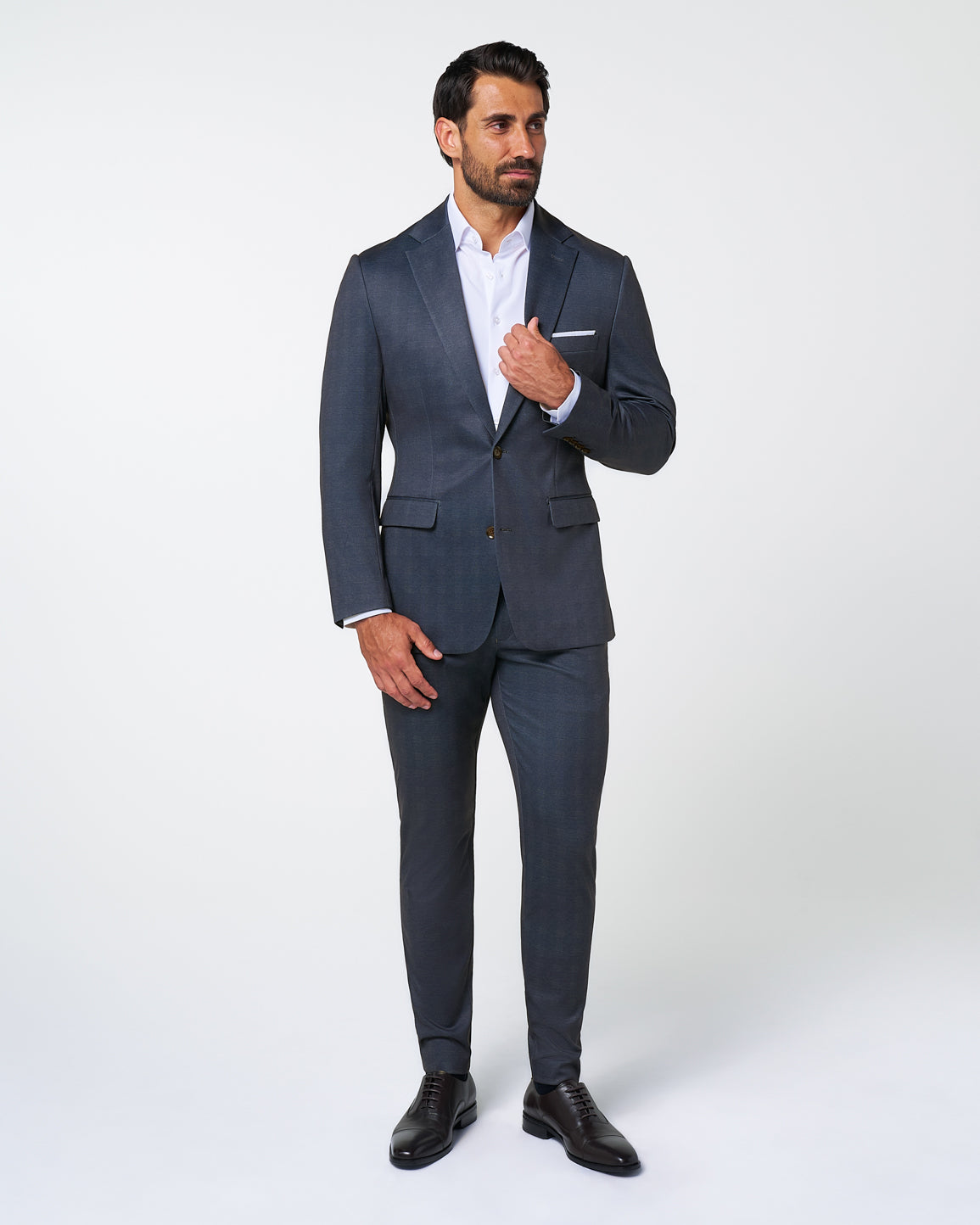 Athletic Fit Stretch Blazer - Midnight Navy Plaid