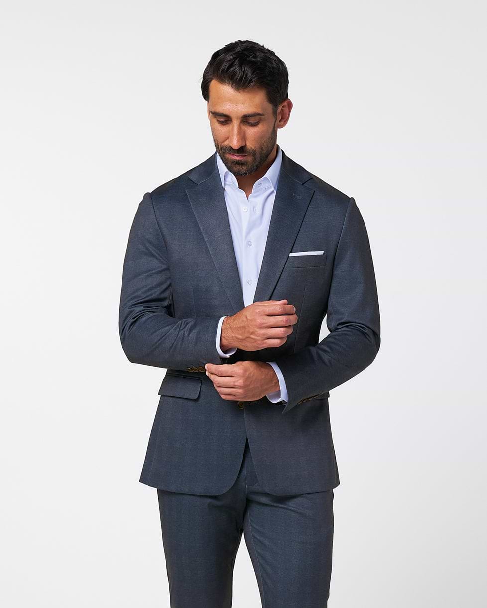 Athletic Fit Stretch Blazer - Midnight Navy Plaid