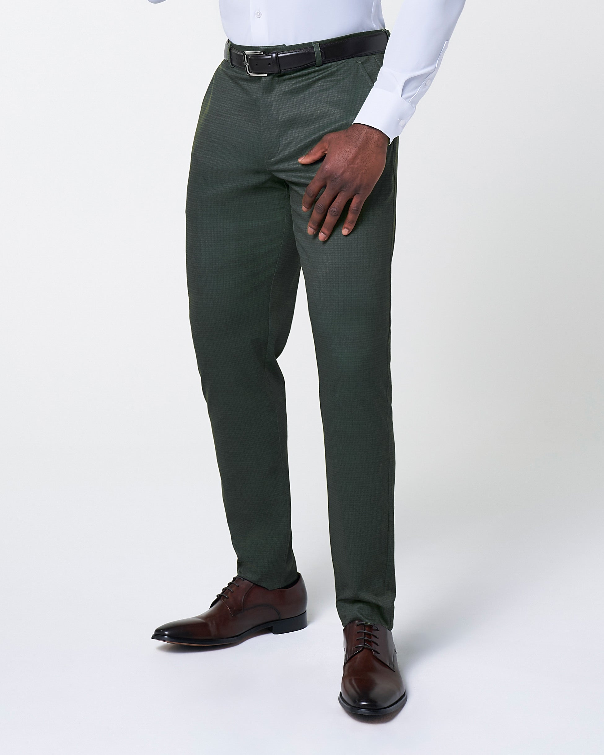 Athletic Fit Stretch Suit - Army Green Microcheck