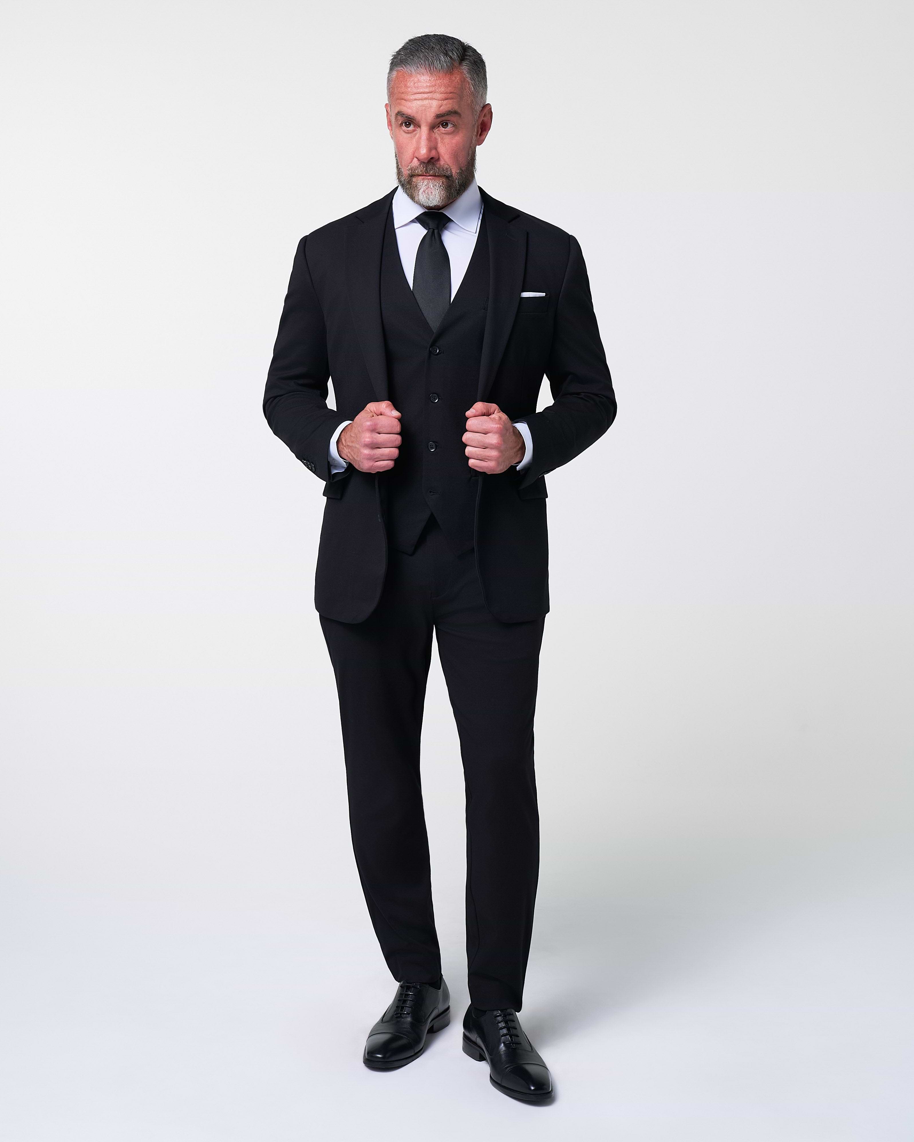 Athletic Fit Stretch Suit - Black