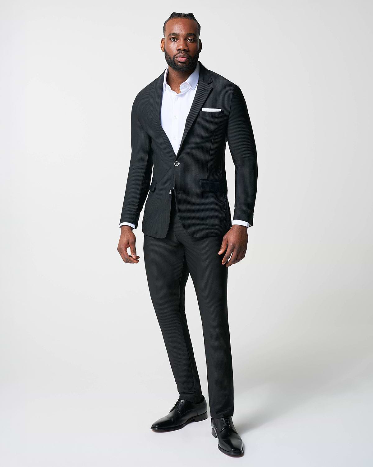 Athletic Fit Stretch Suit - Black Seersucker