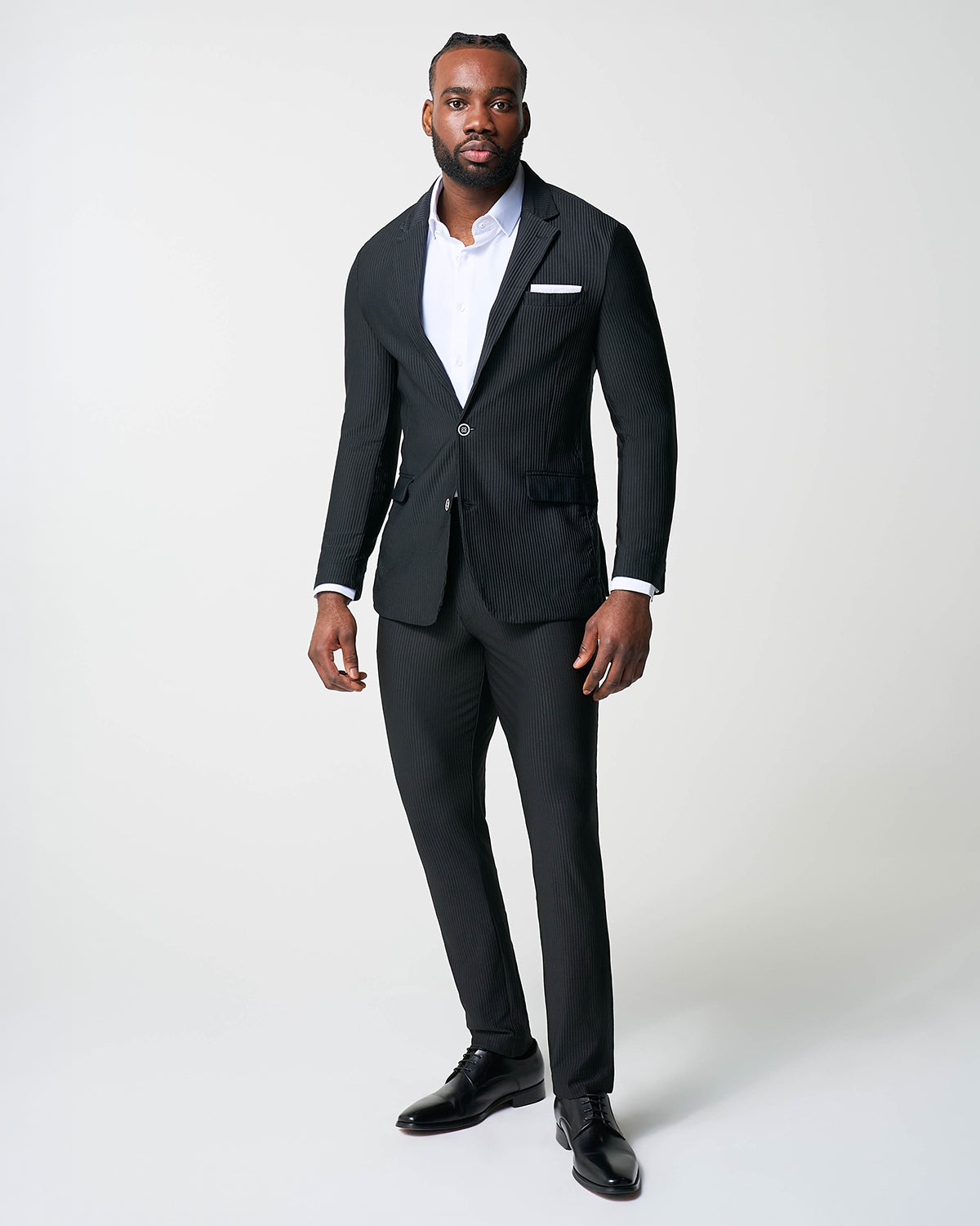 Athletic Fit Stretch Suit - Black Seersucker