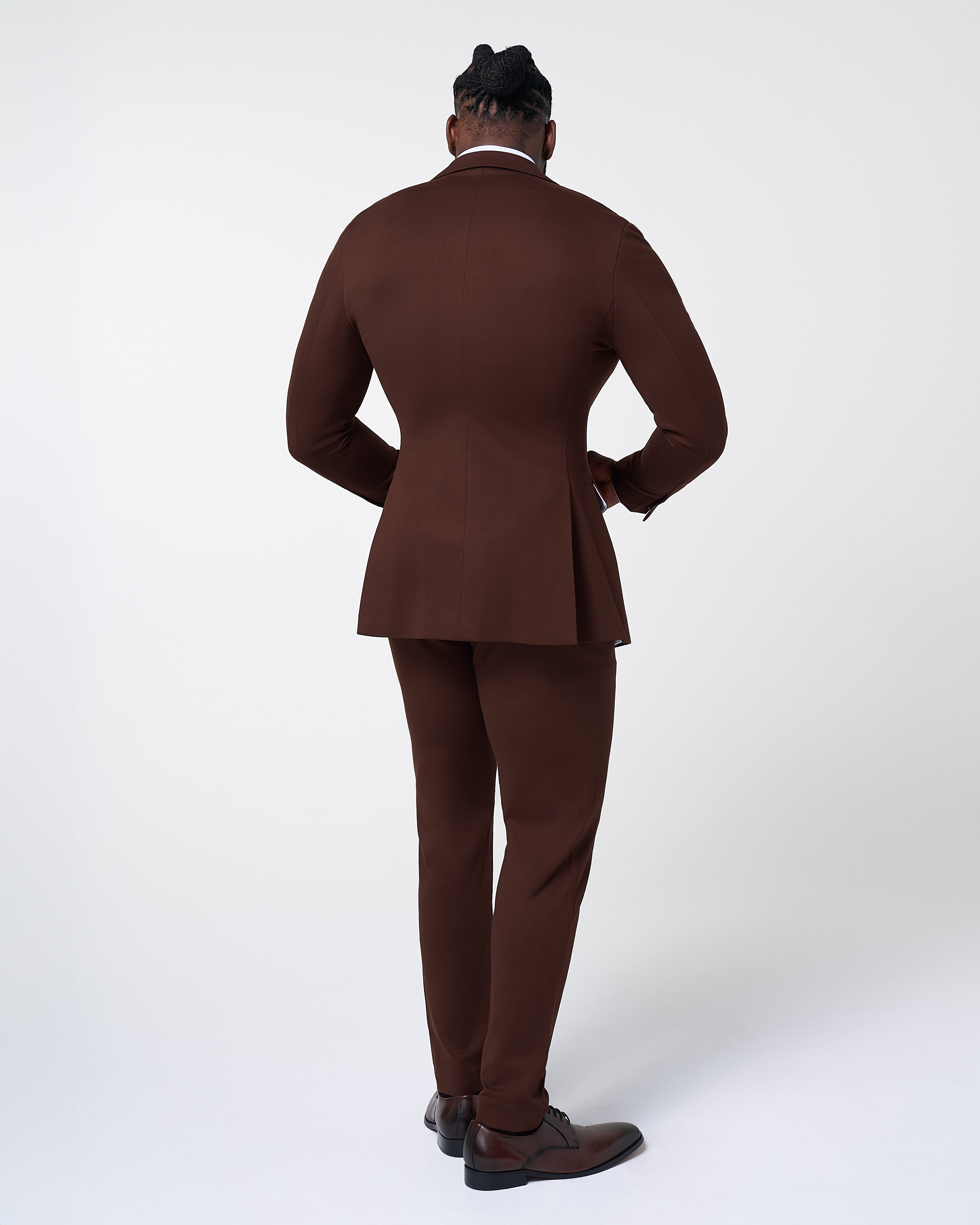 Athletic Fit Stretch Suit - Solid Brown