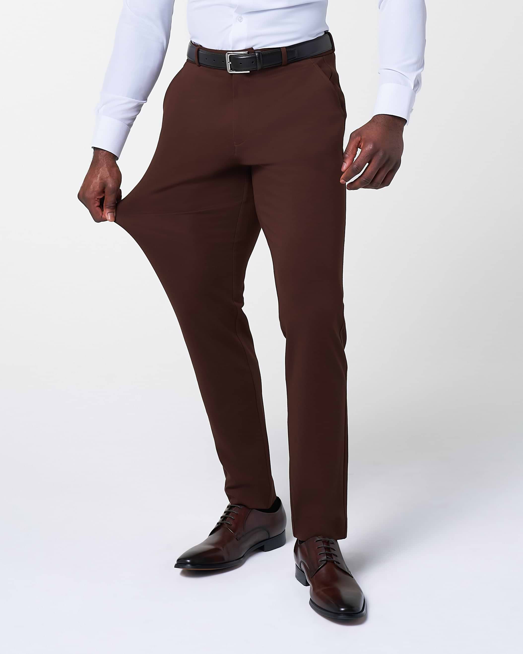 Athletic Fit Stretch Suit - Solid Brown