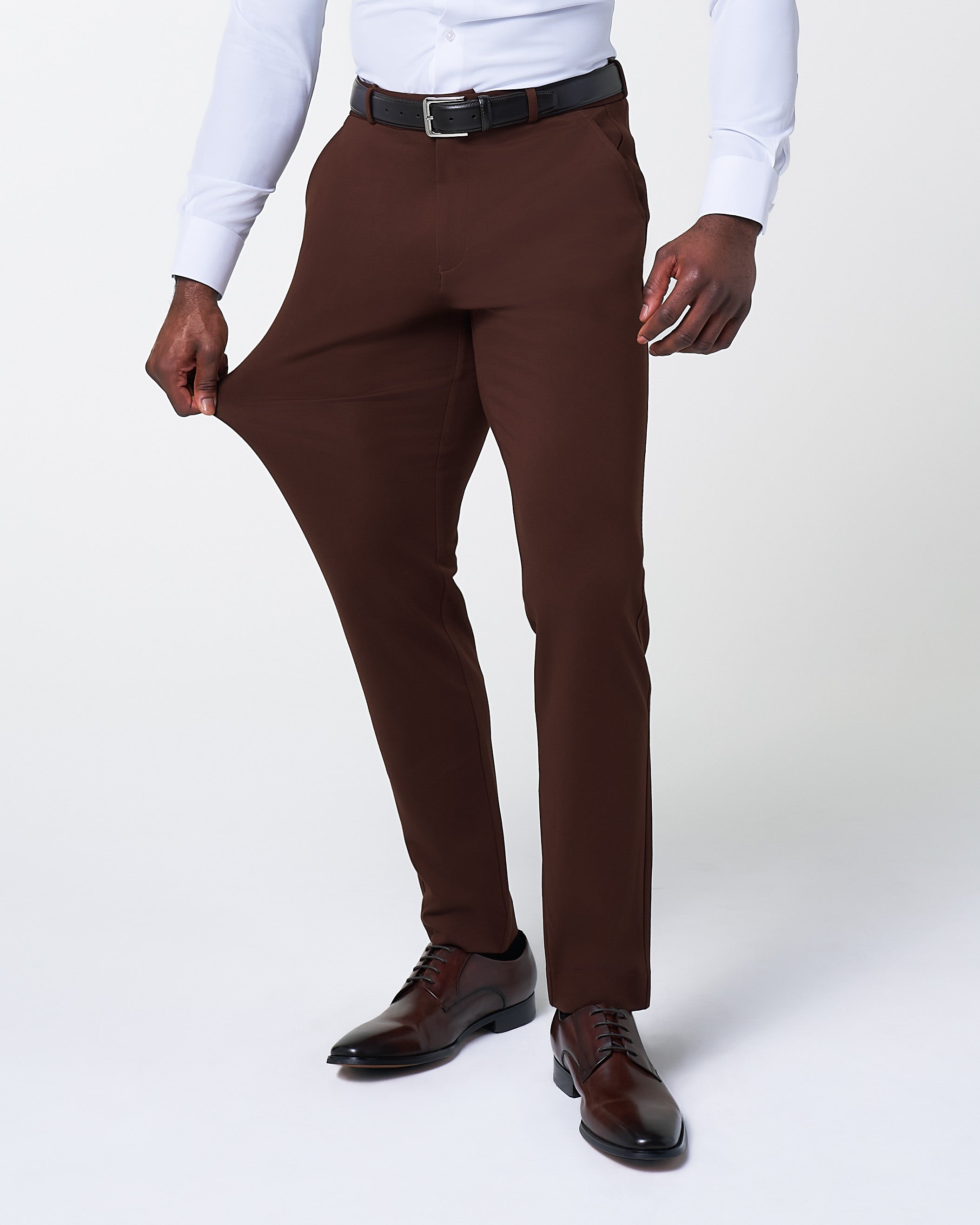 Athletic Fit Stretch Suit - Solid Brown