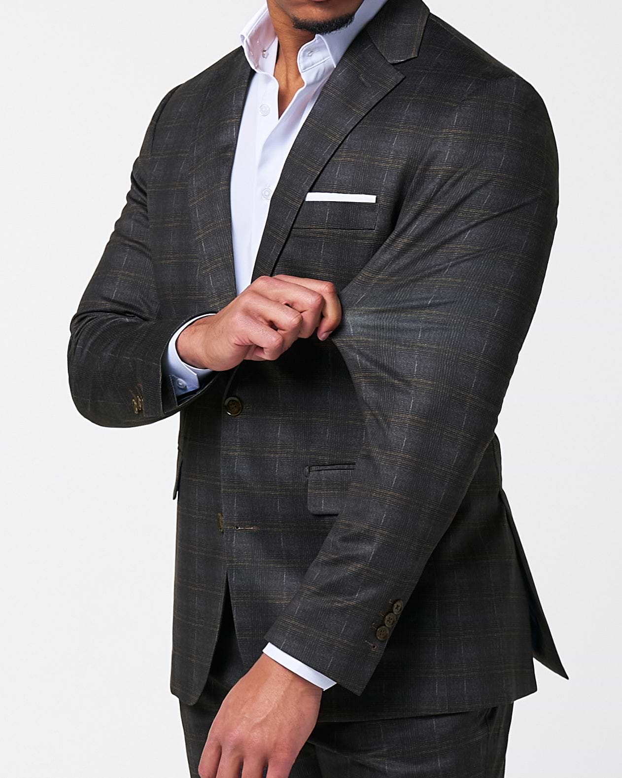 Athletic Fit Stretch Blazer - Brown Plaid