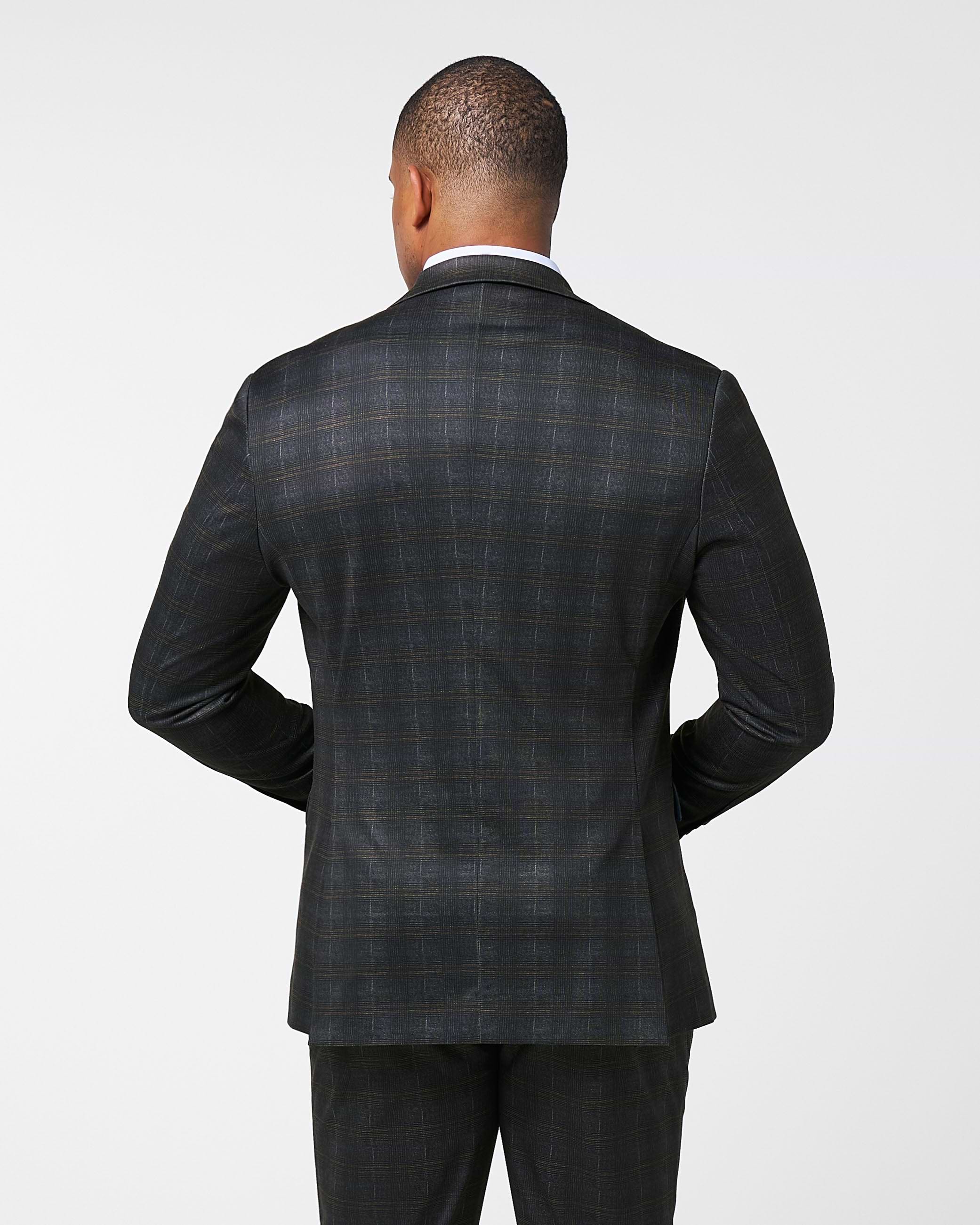 Athletic Fit Stretch Blazer - Brown Plaid