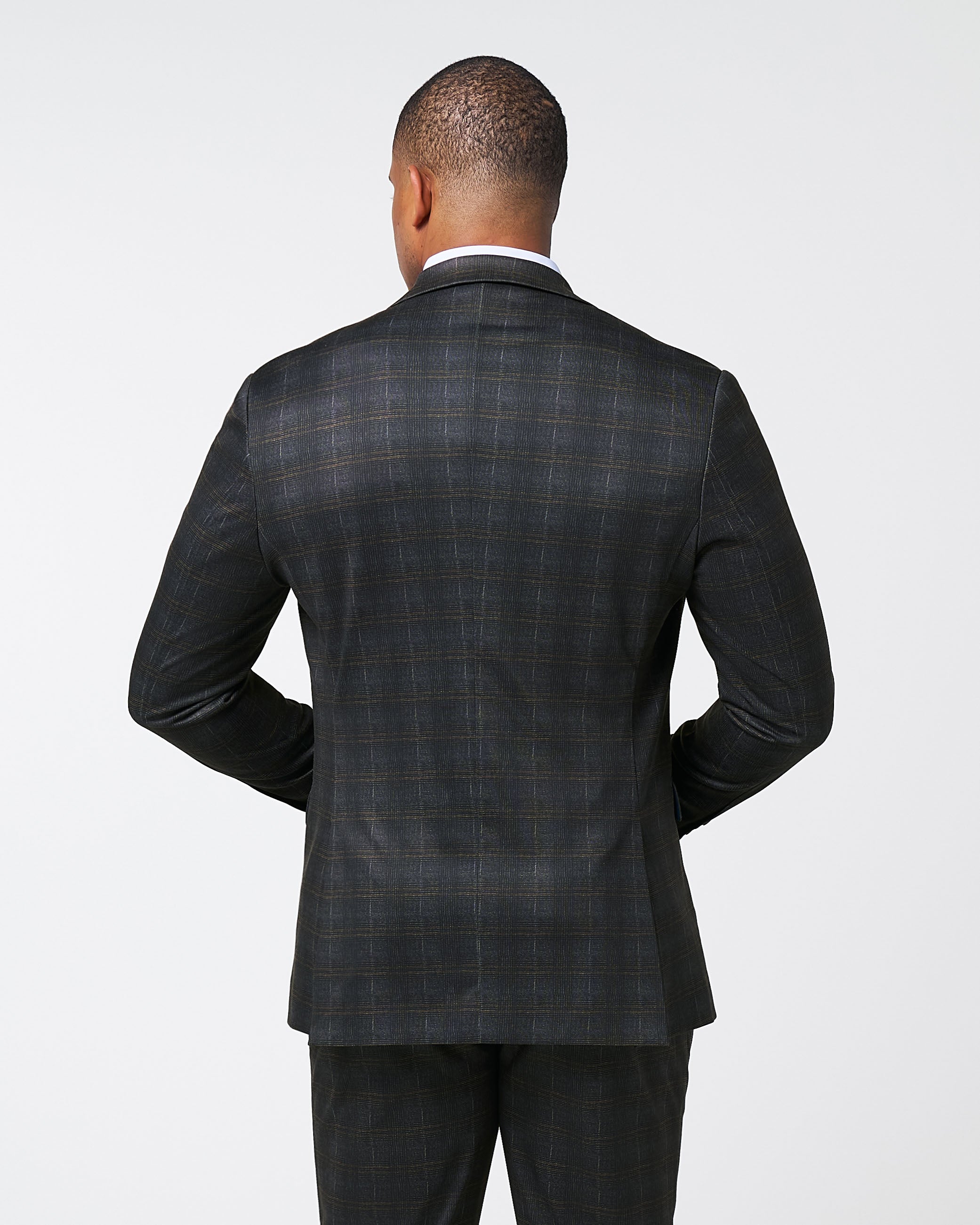 Athletic Fit Stretch Blazer - Brown Plaid
