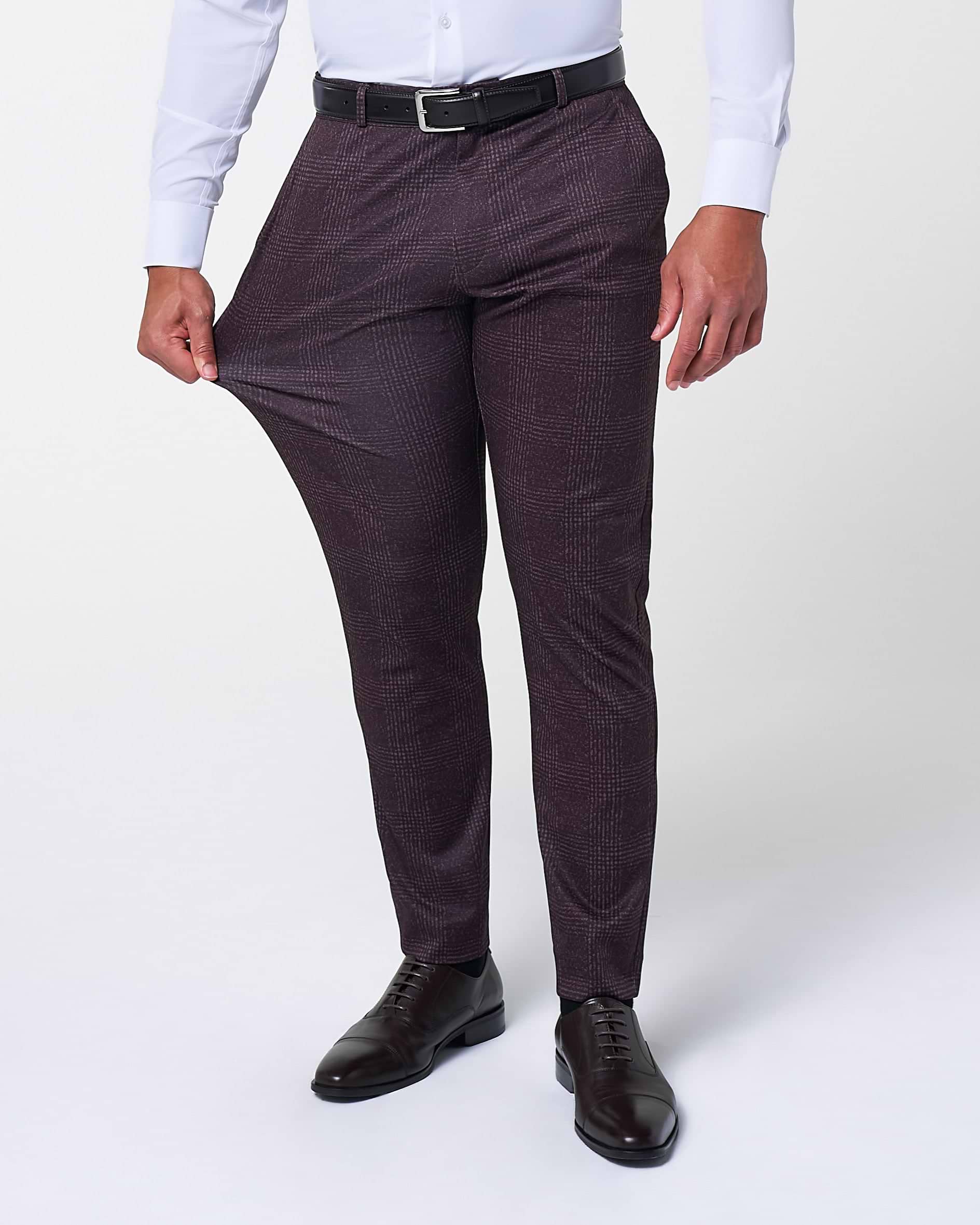 Athletic Fit Stretch Suit - Burgundy Big Plaid