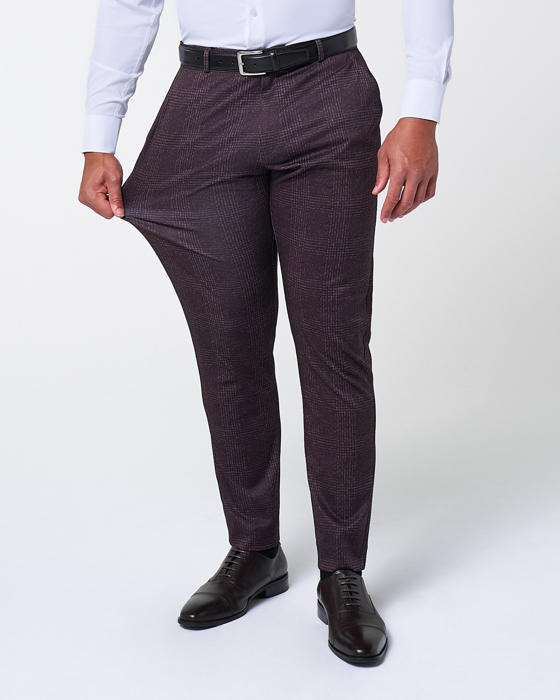 Athletic Fit Stretch Suit - Burgundy Big Plaid