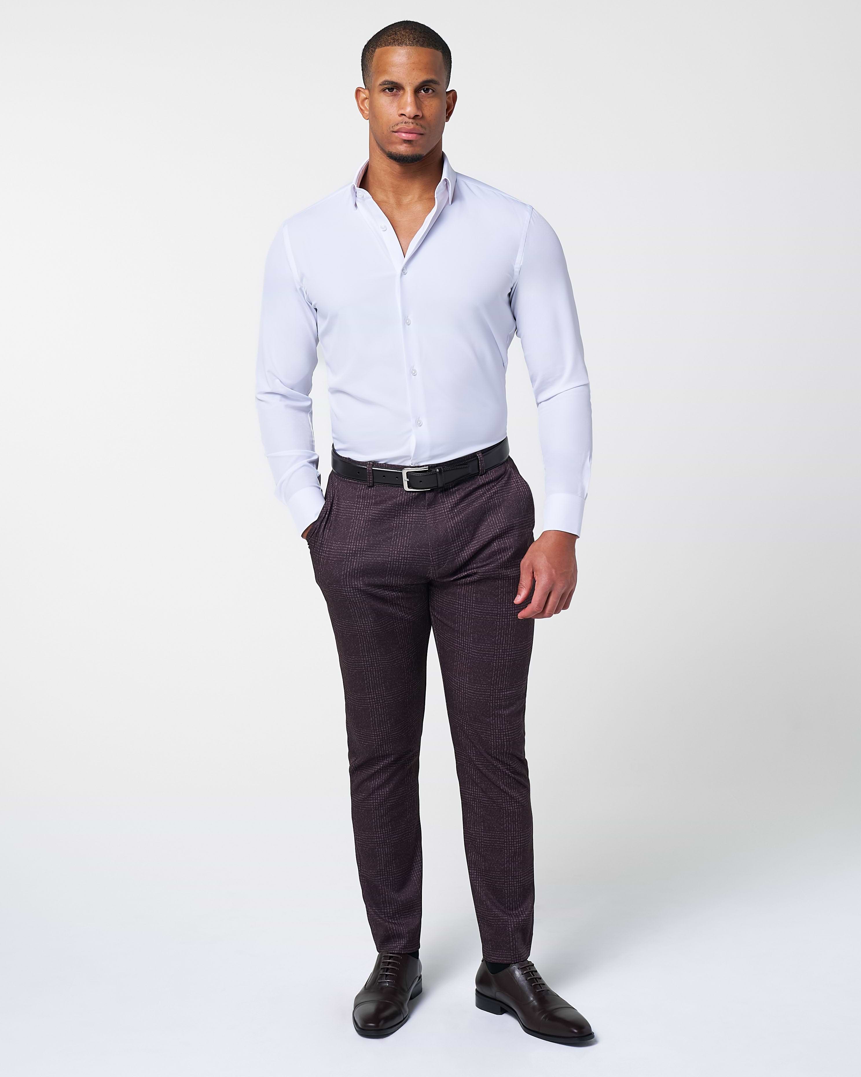 Athletic Fit Stretch Suit - Burgundy Big Plaid