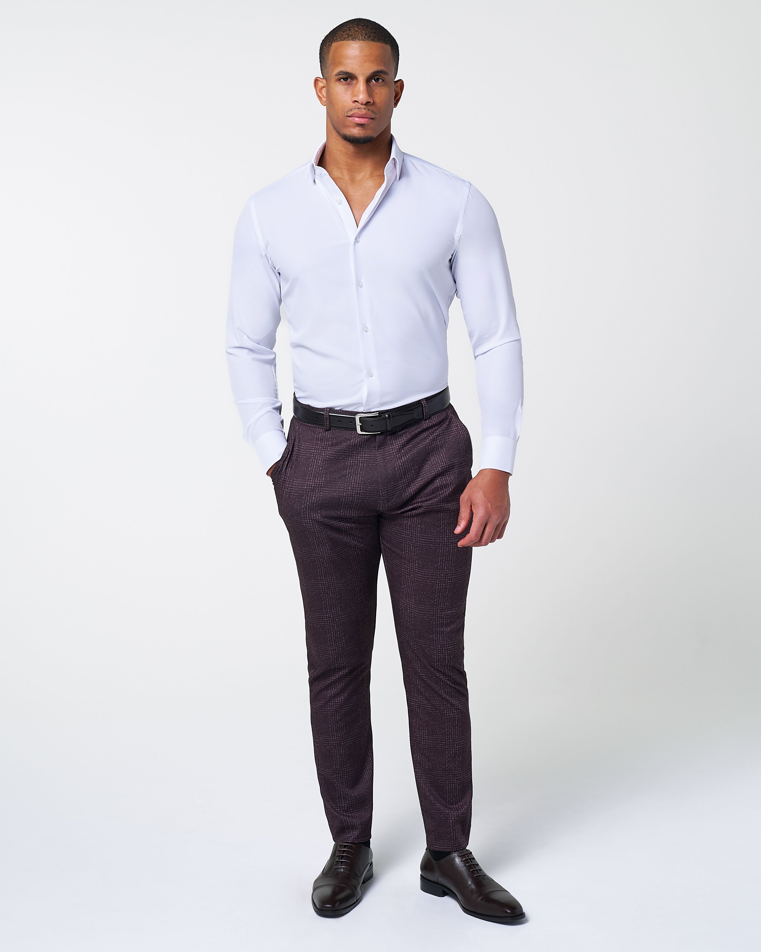 Athletic Fit Stretch Suit - Burgundy Big Plaid