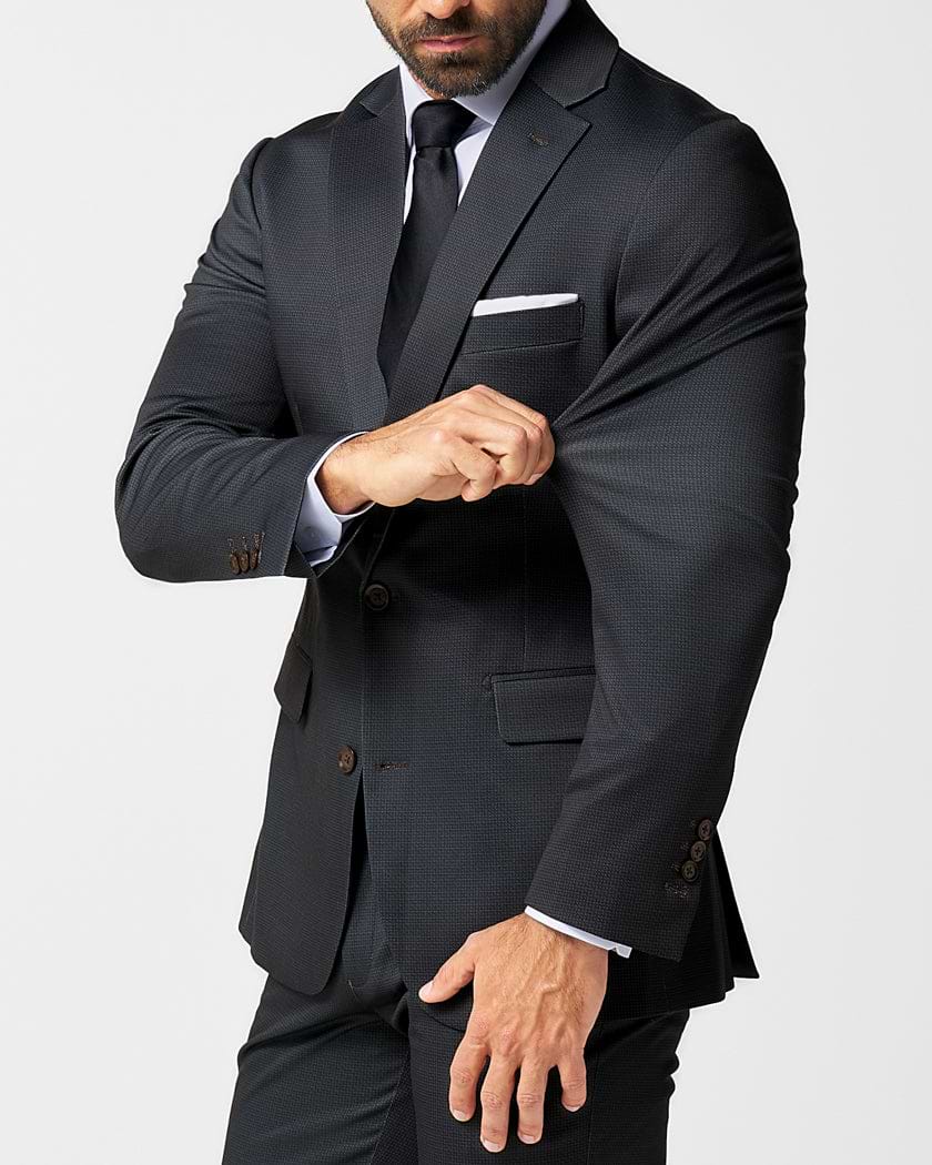 Athletic Fit Stretch Blazer - Charcoal Microcheck