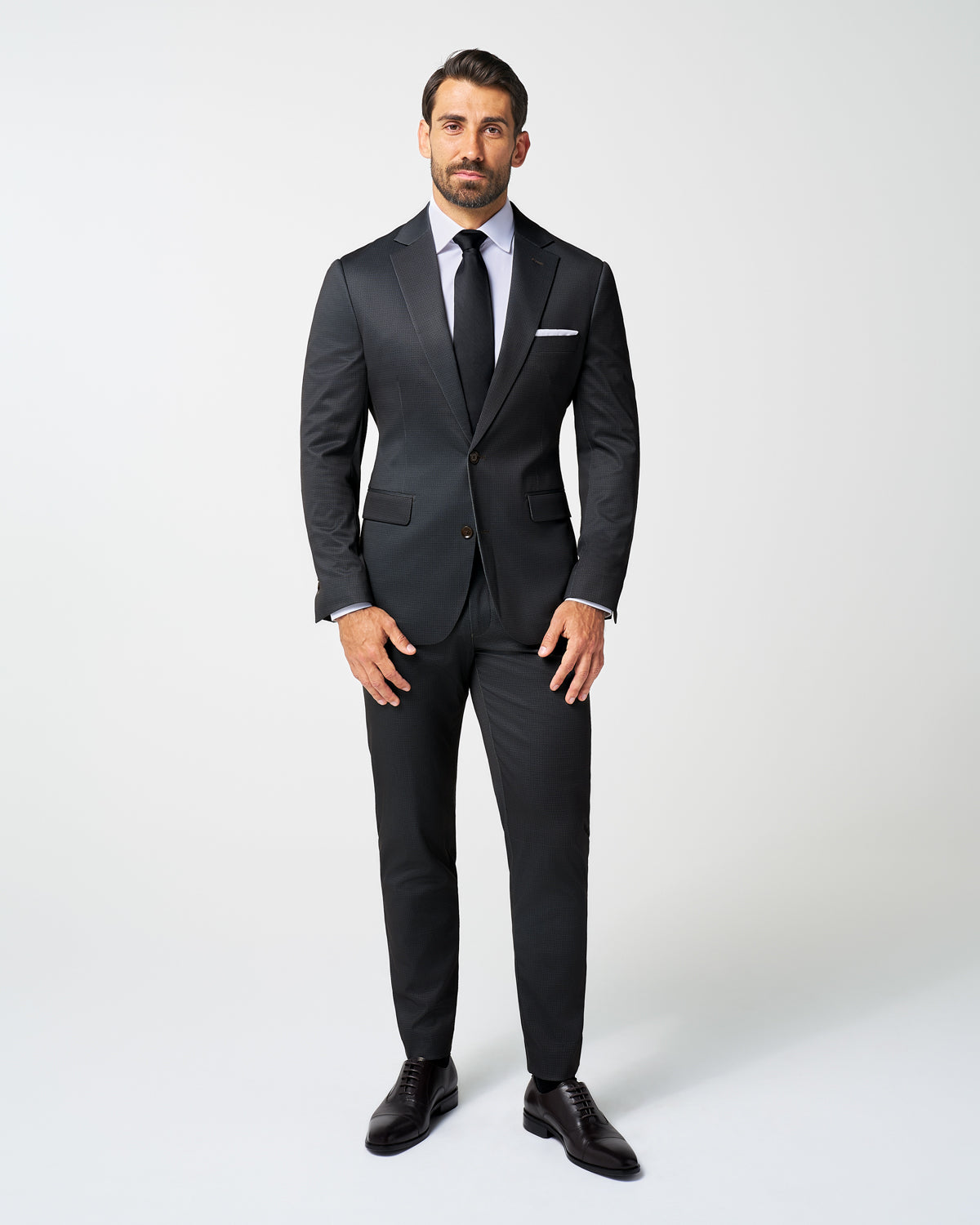 Athletic Fit Stretch Suit - Charcoal Microcheck