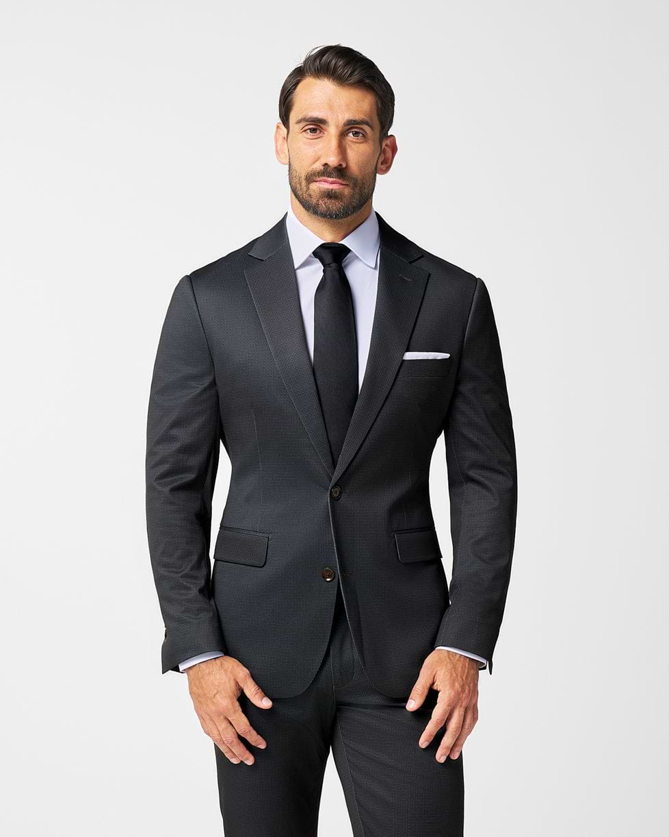 Athletic Fit Stretch Blazer - Charcoal Microcheck