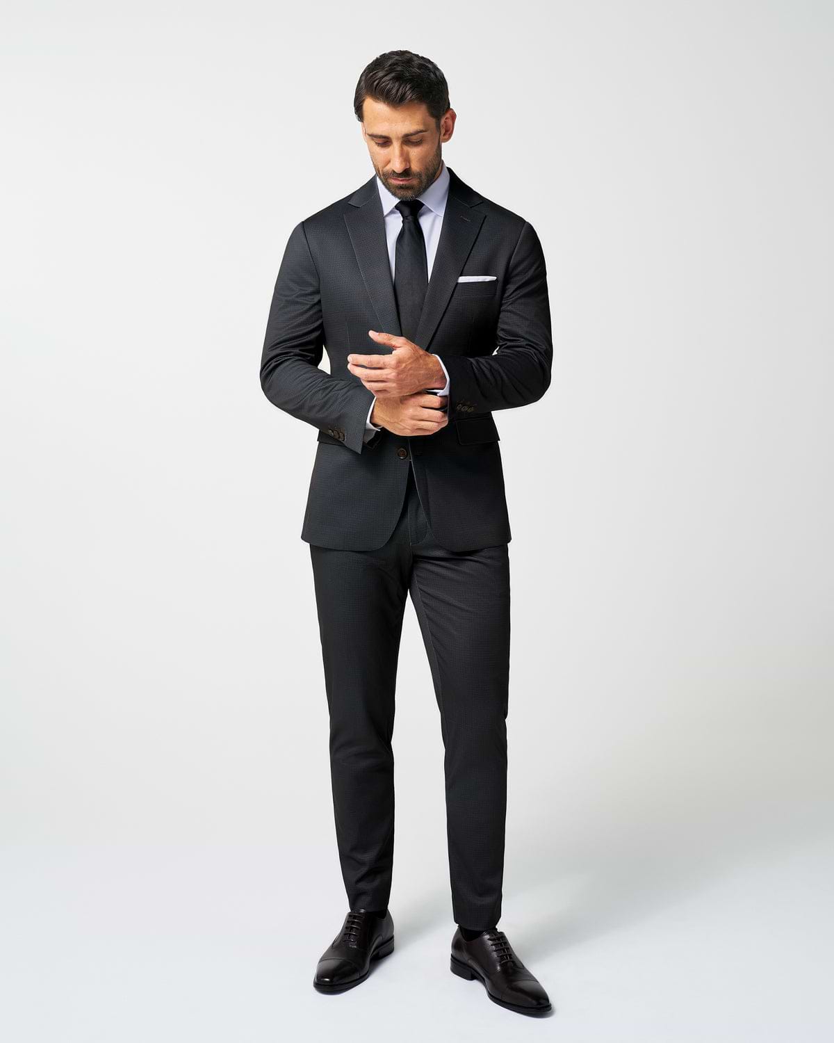 Athletic Fit Stretch Suit - Charcoal Microcheck