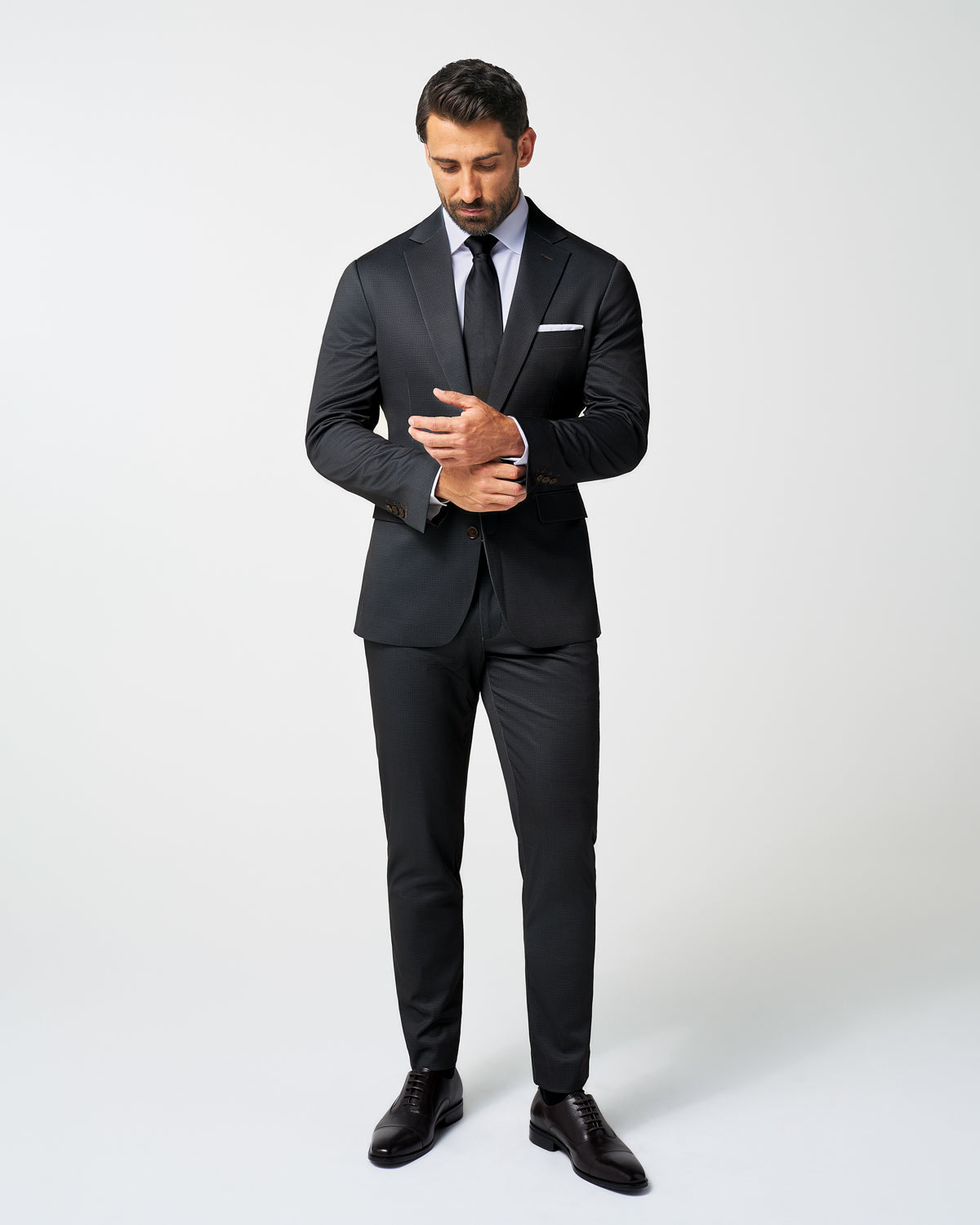 Athletic Fit Stretch Suit - Charcoal Microcheck