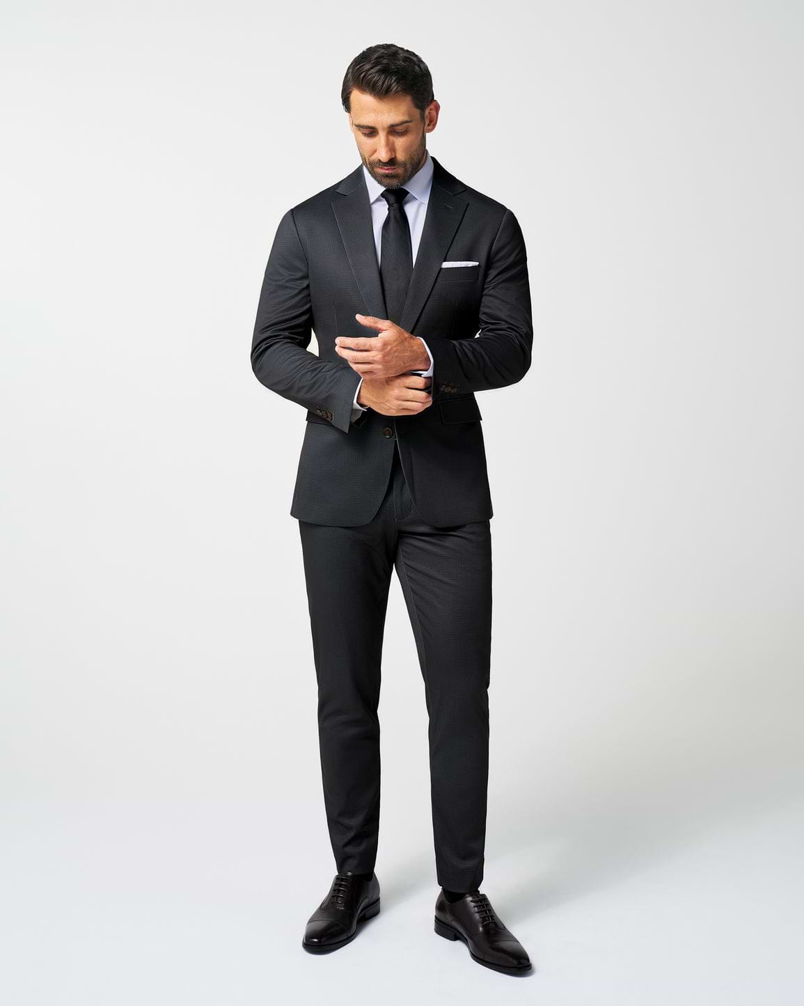 Athletic Fit Stretch Blazer - Charcoal Microcheck