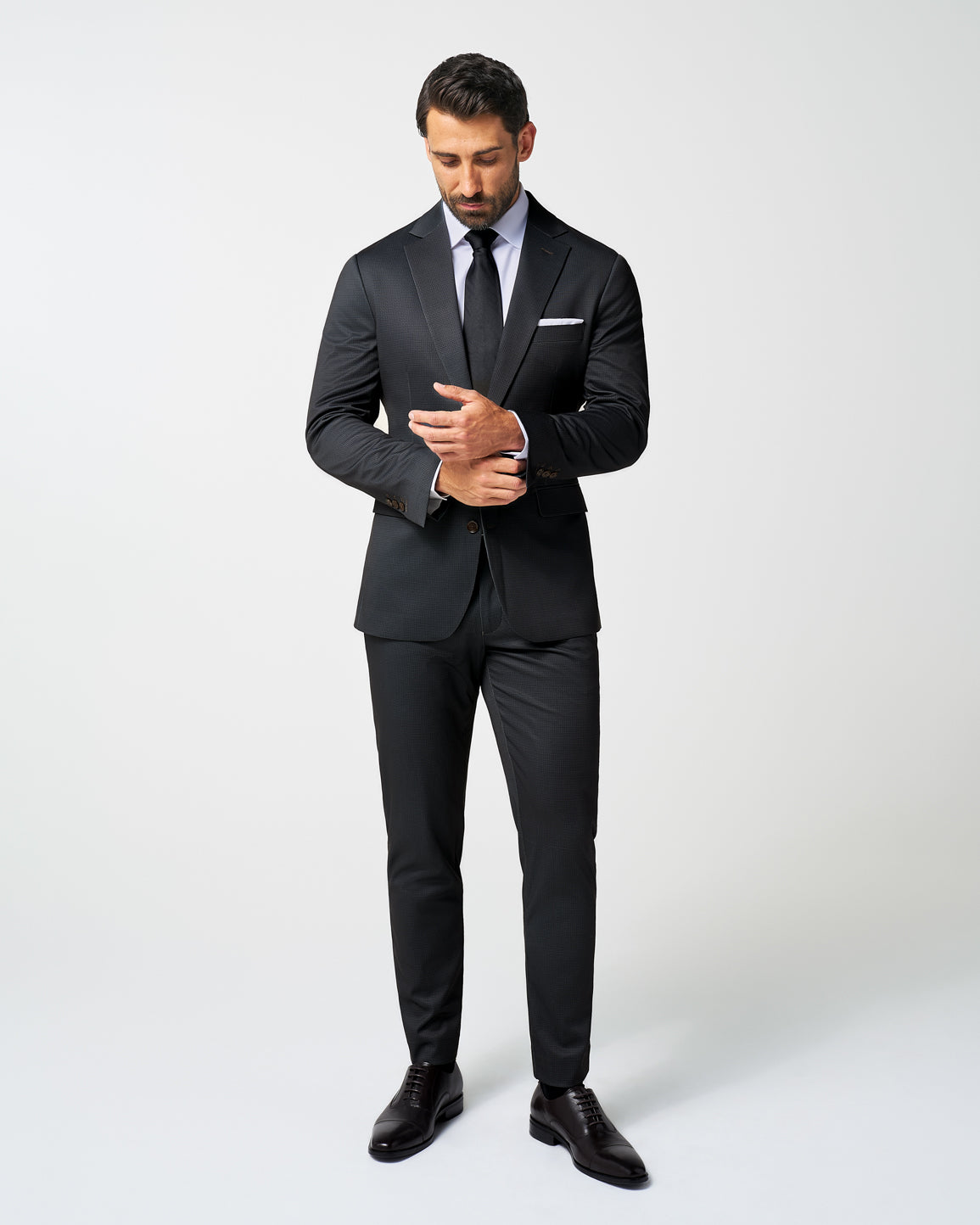 Athletic Fit Stretch Blazer - Charcoal Microcheck