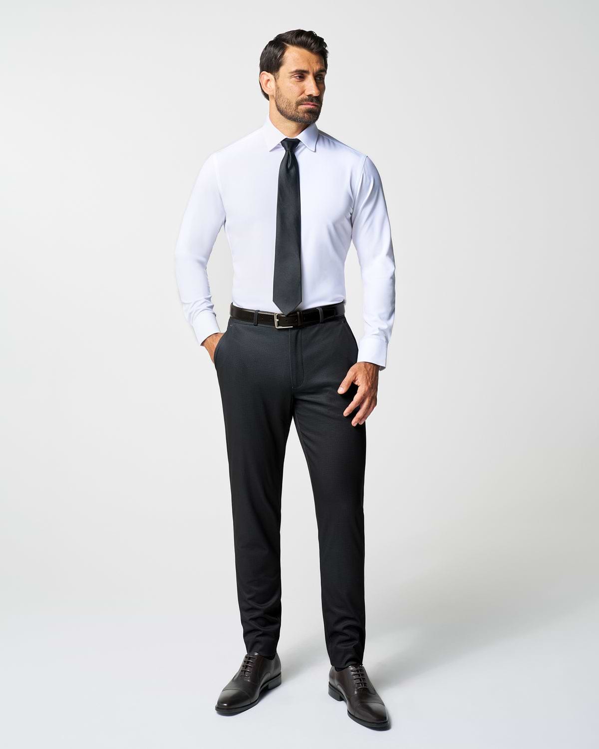 Athletic Fit Stretch Suit - Charcoal Microcheck