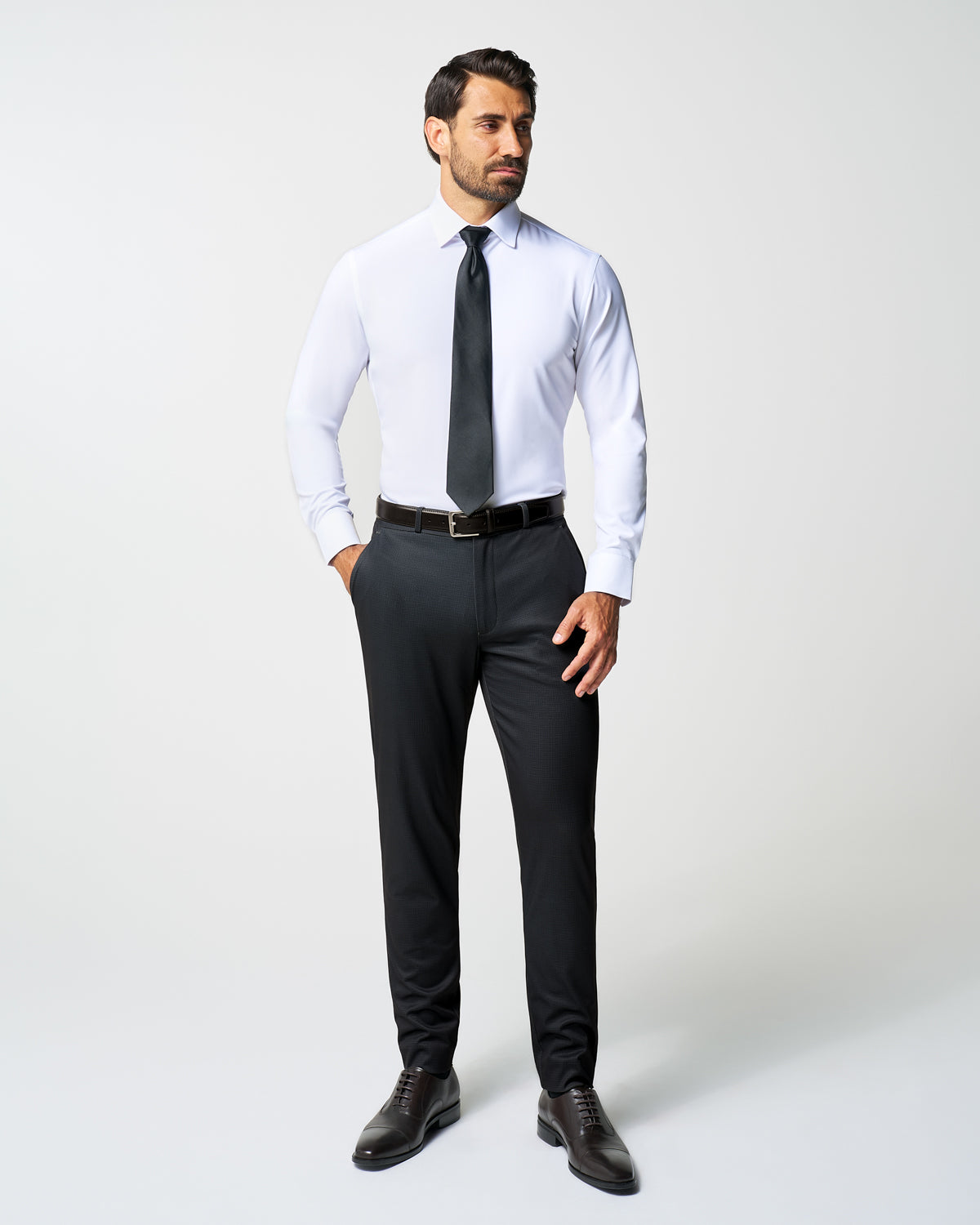 Athletic Fit Stretch Suit - Charcoal Microcheck