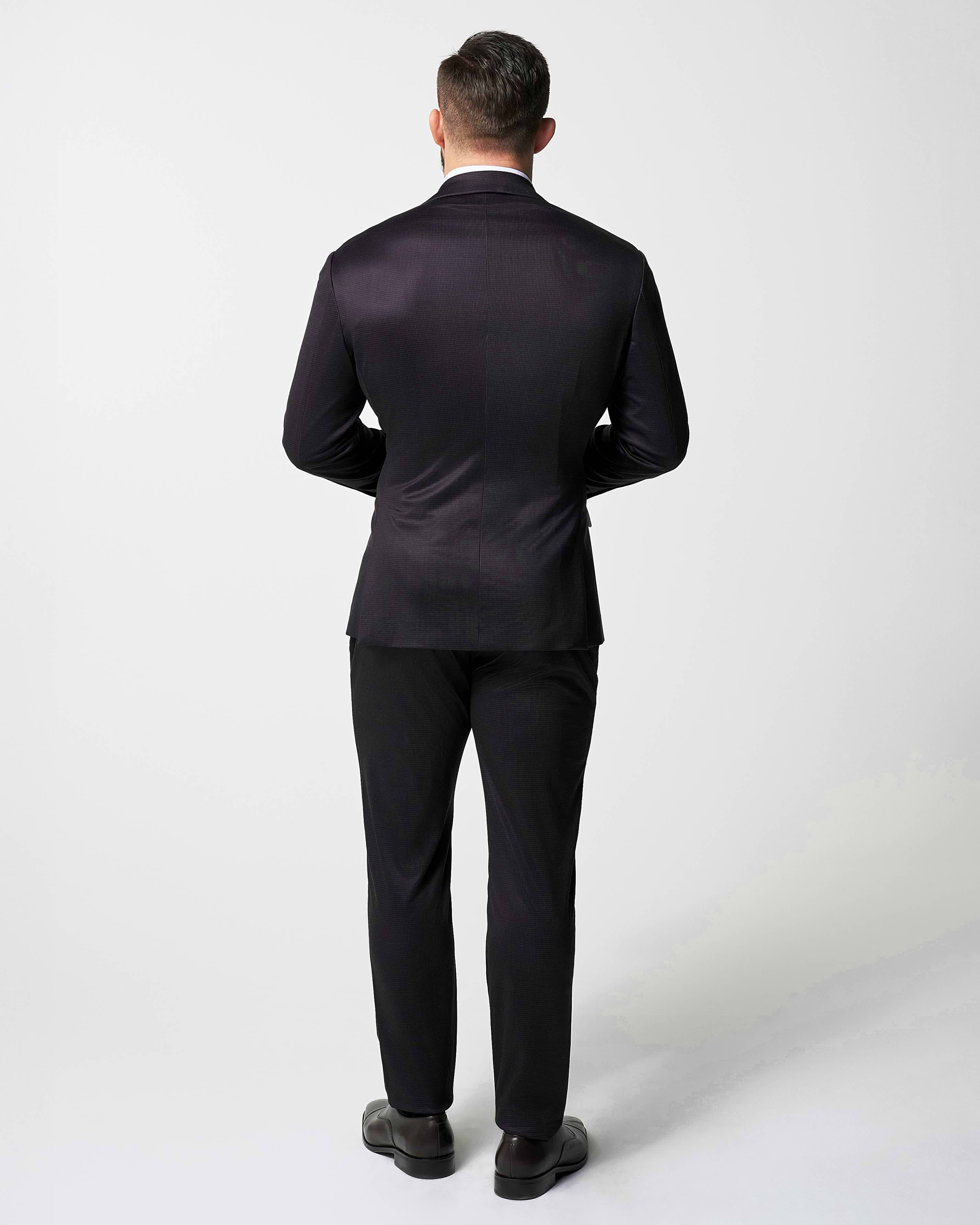 Athletic Fit Stretch Suit - Deep Burgundy Microcheck