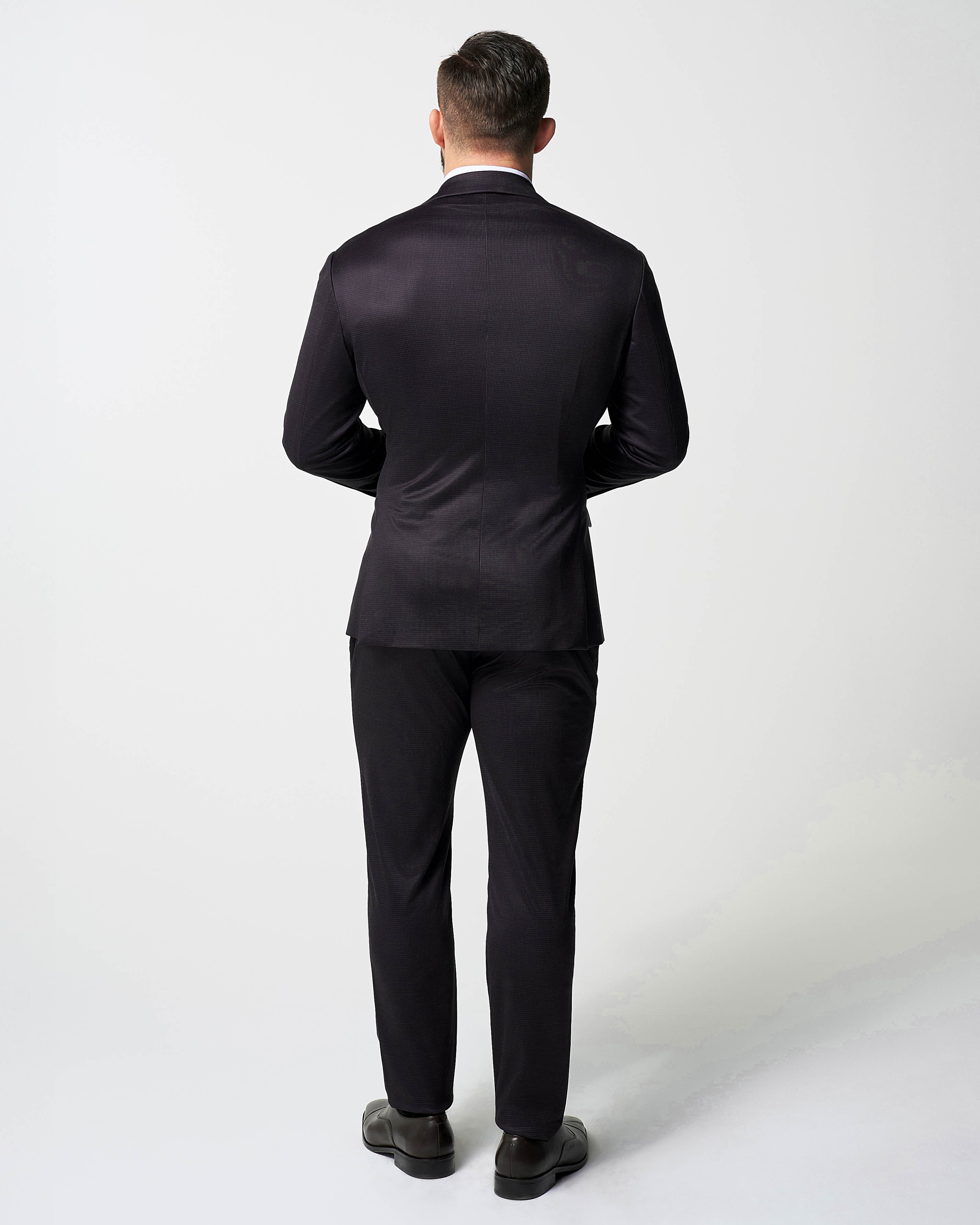 Athletic Fit Stretch Suit - Deep Burgundy Microcheck