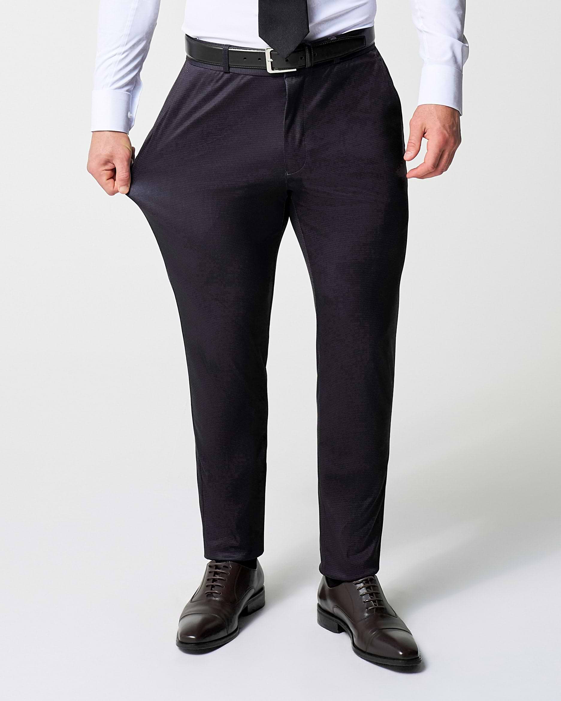 Athletic Fit Stretch Suit - Deep Burgundy Microcheck