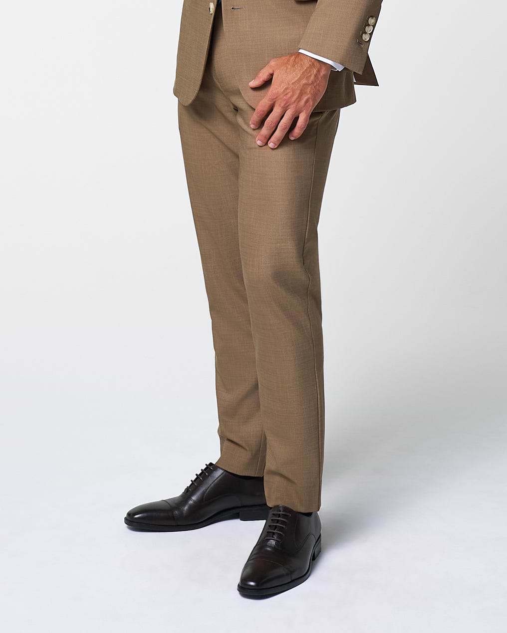 Athletic Fit Stretch Suit Pants - Heathered Cappuccino