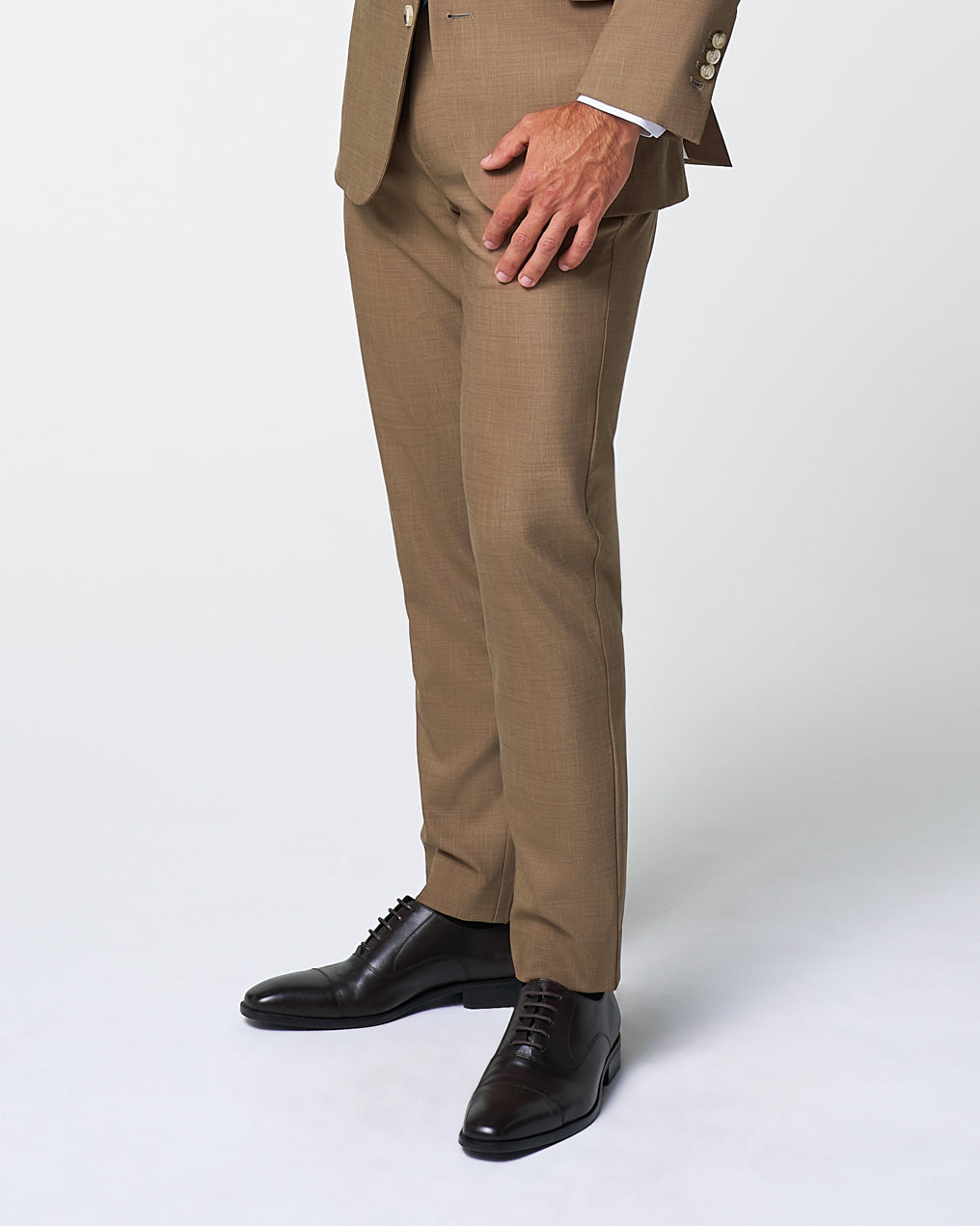 Athletic Fit Stretch Suit Pants - Heathered Cappuccino