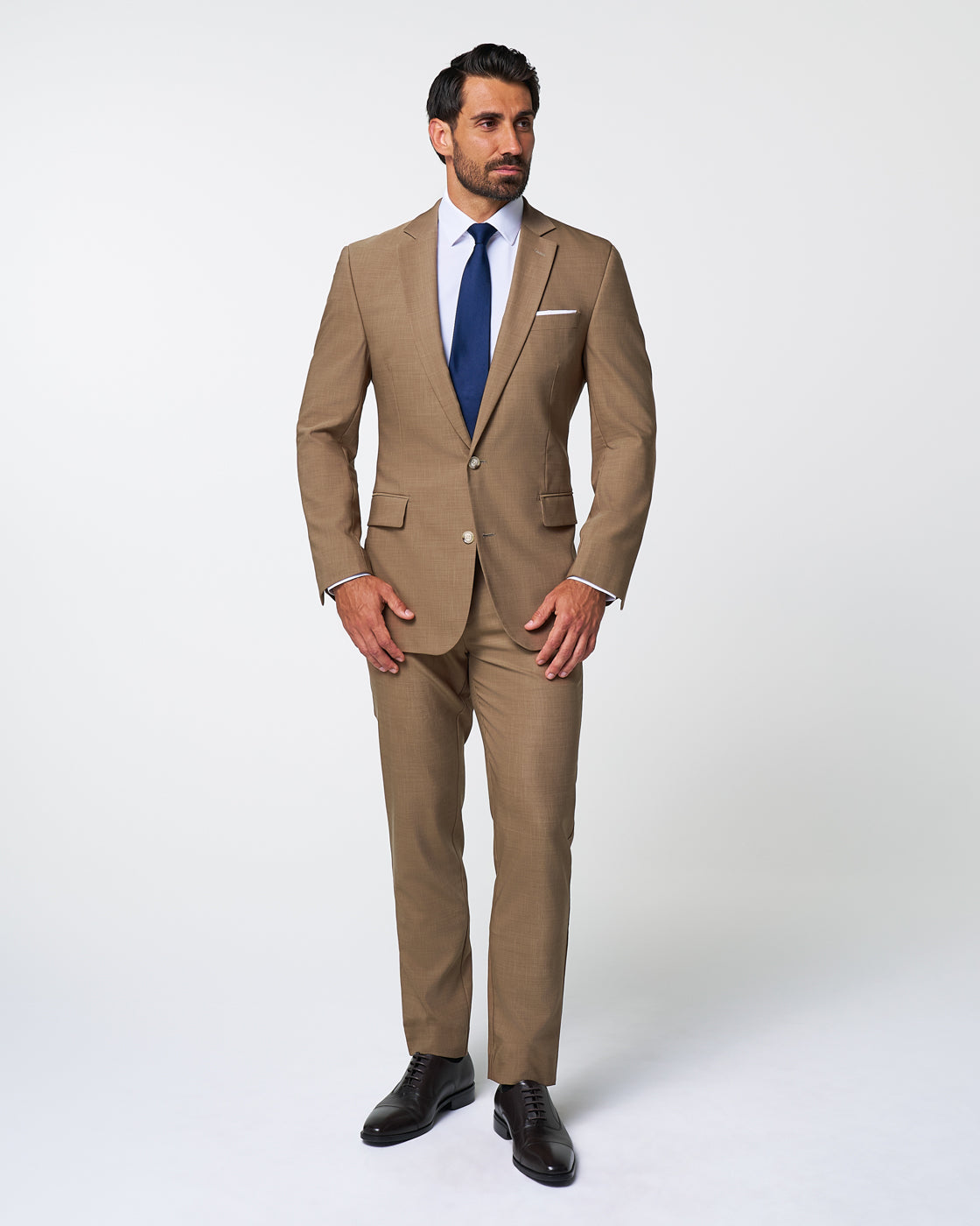 Athletic Fit Stretch Suit Pants - Heathered Cappuccino