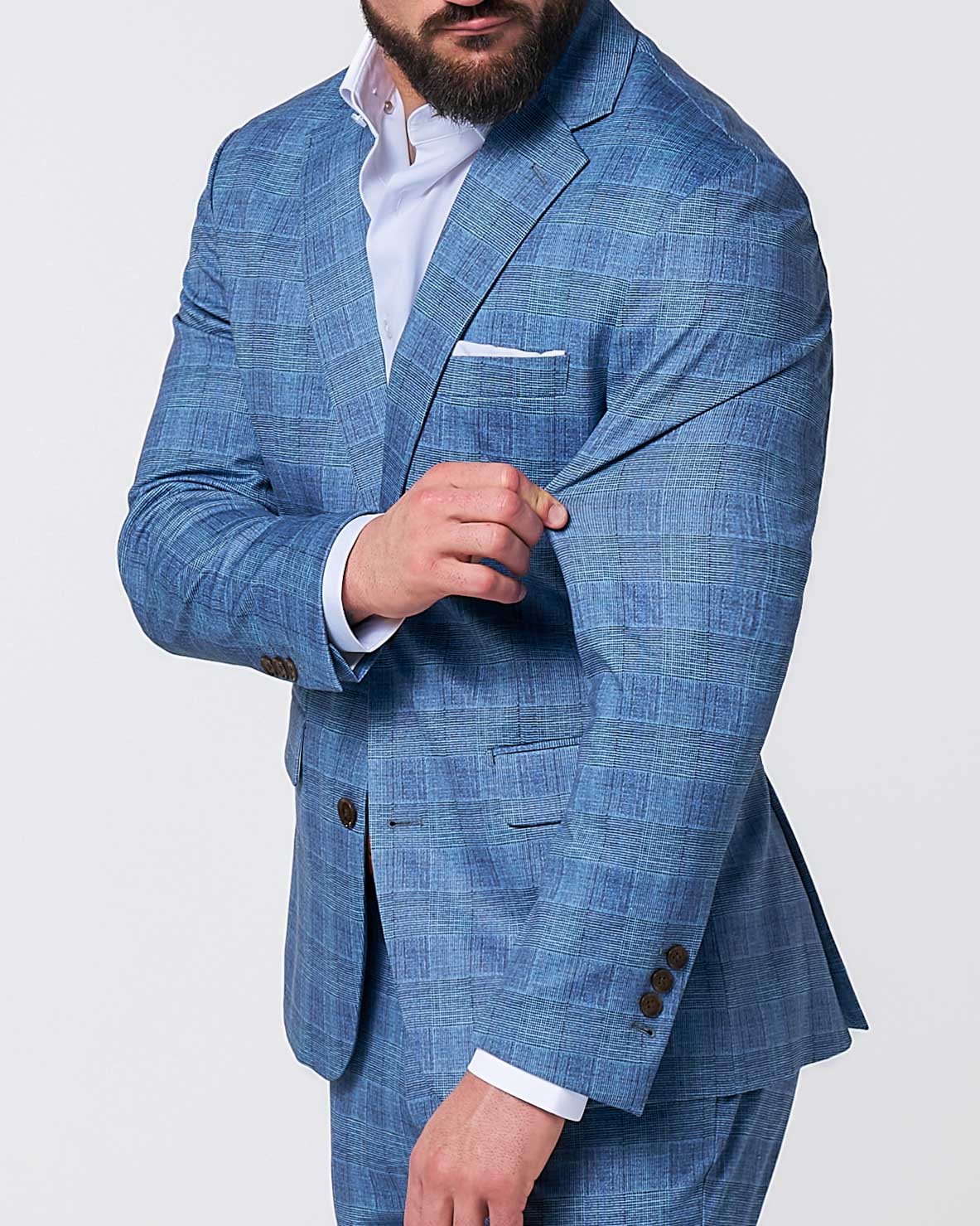 Athletic Fit Stretch Suit - Electric Blue Plaid