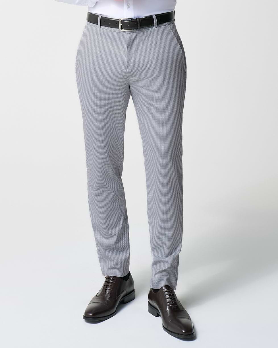 Athletic Fit Stretch Suit - Grey Houndstooth Microcheck