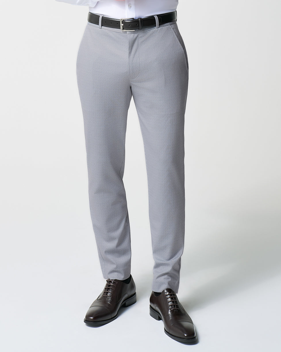 Athletic Fit Stretch Suit - Grey Houndstooth Microcheck