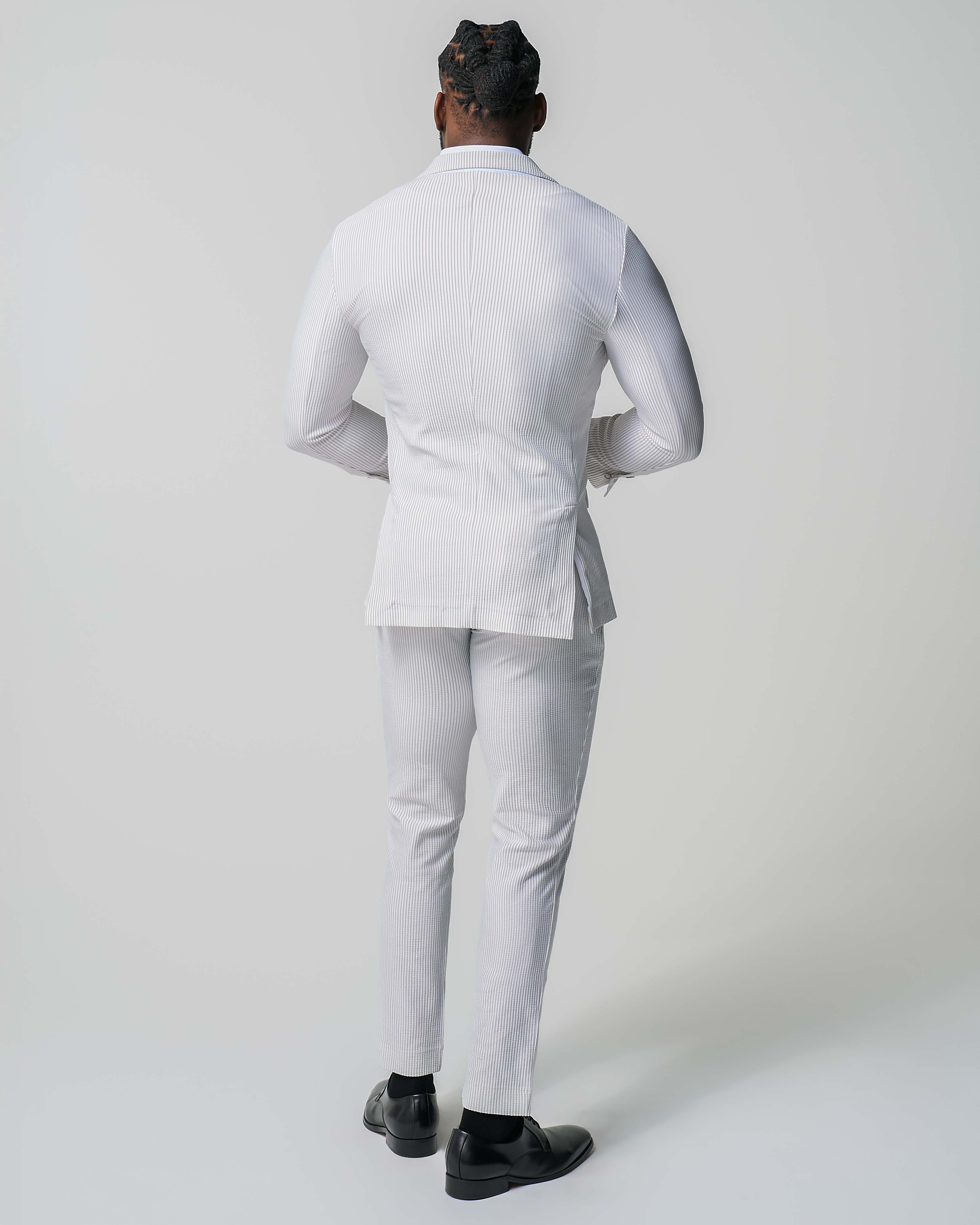 Athletic Fit Stretch Suit - Grey Seersucker