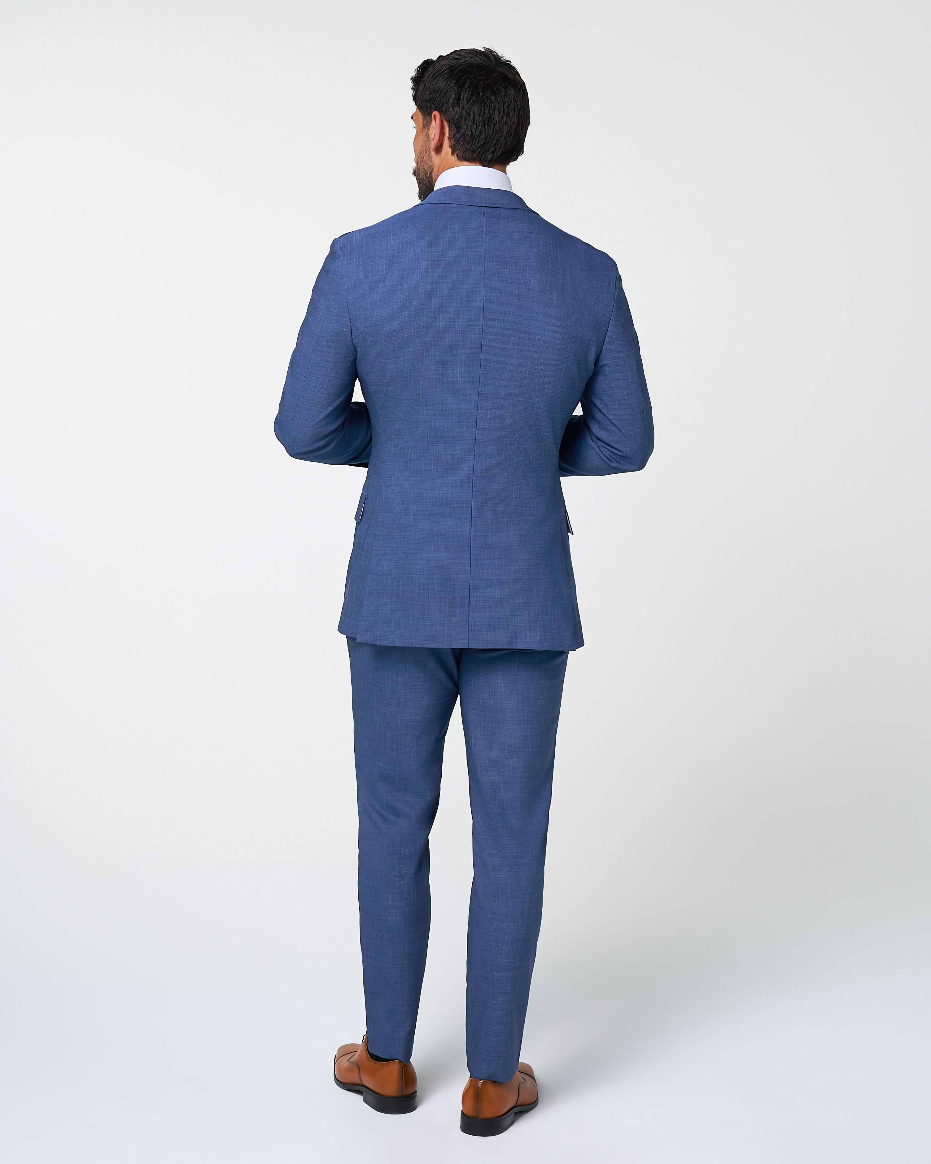 Athletic Fit Stretch Suit Pants - Heathered Blue