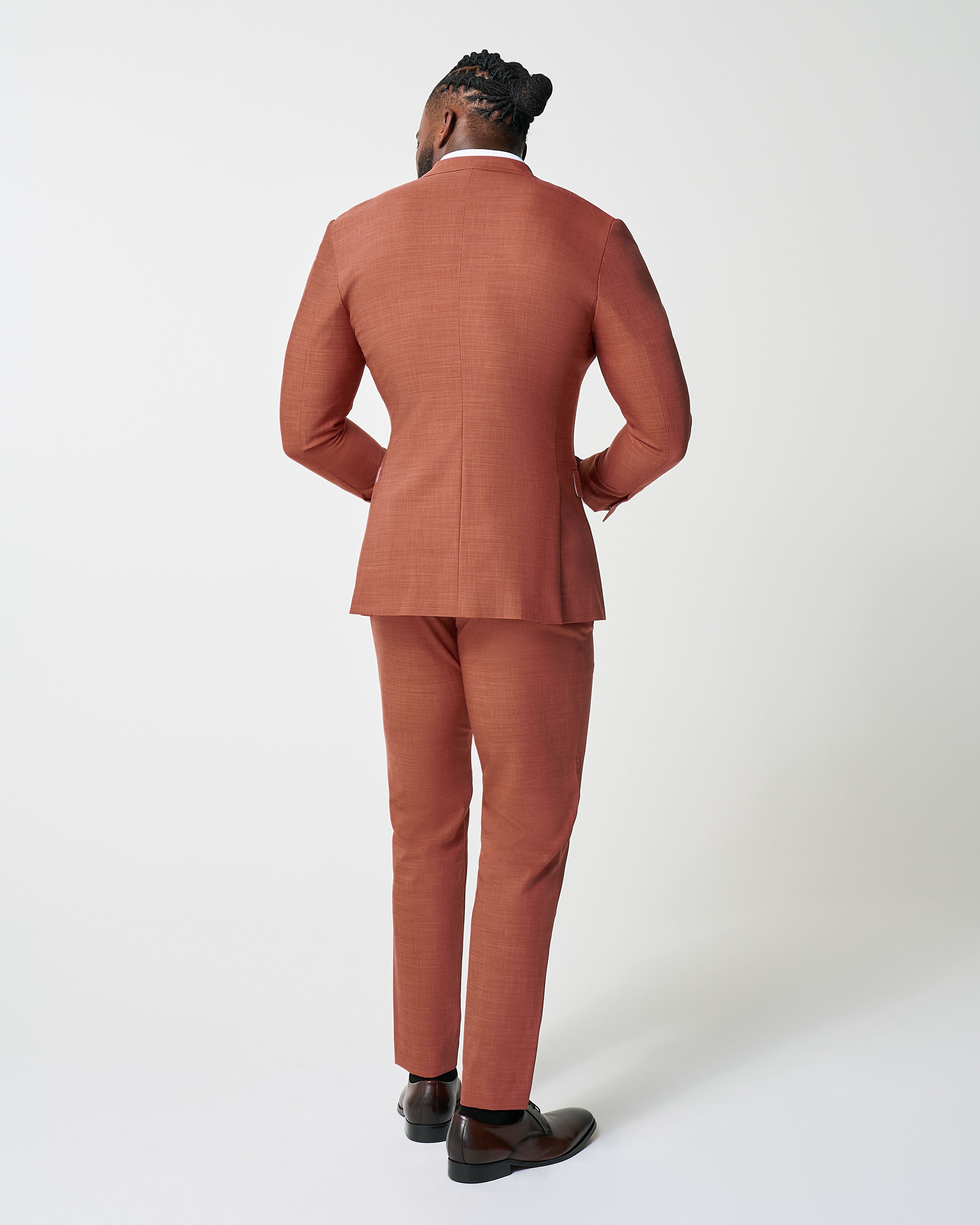Athletic Fit Stretch Suit - Heathered Burnt Orange