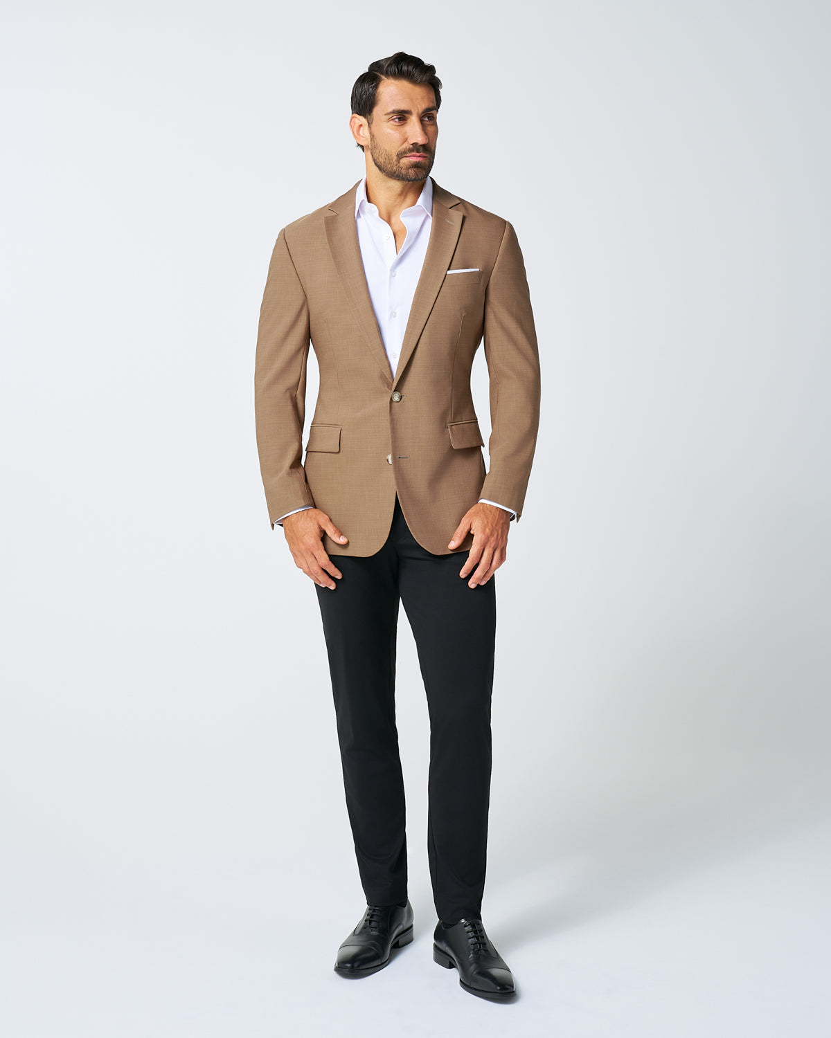 Athletic Fit Stretch Blazer - Heathered Cappuccino
