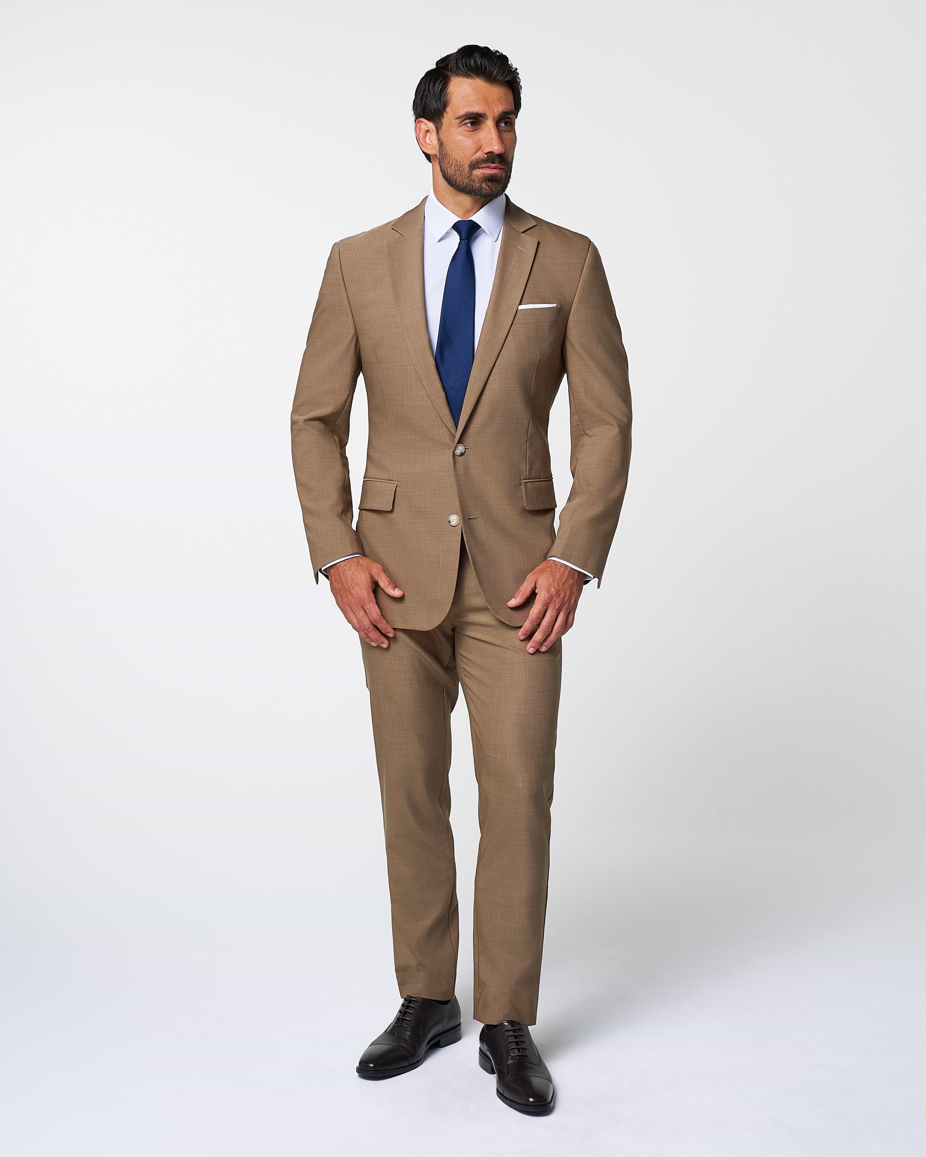 Athletic Fit Stretch Suit - Heathered Cappuccino