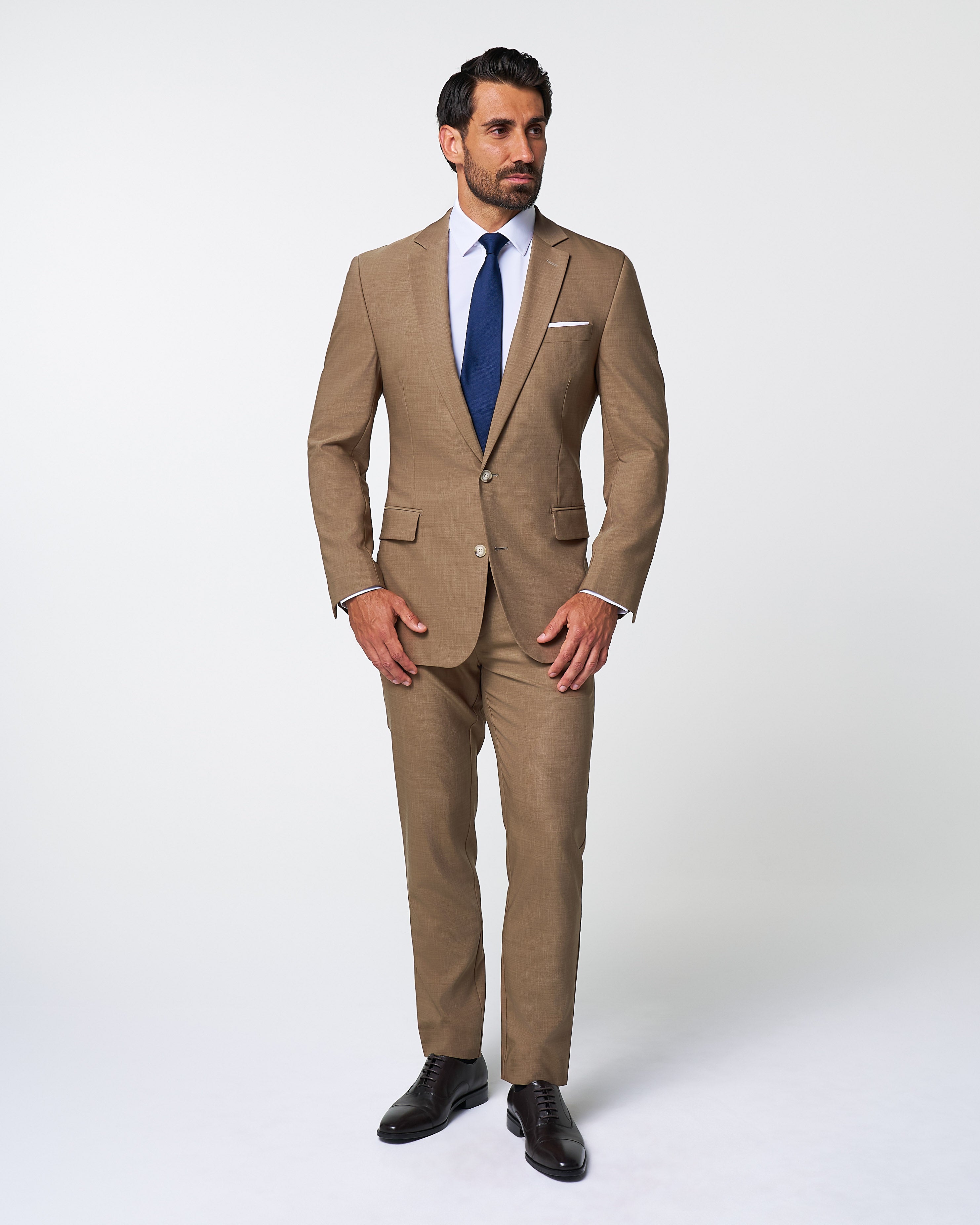 Athletic Fit Stretch Suit - Heathered Cappuccino