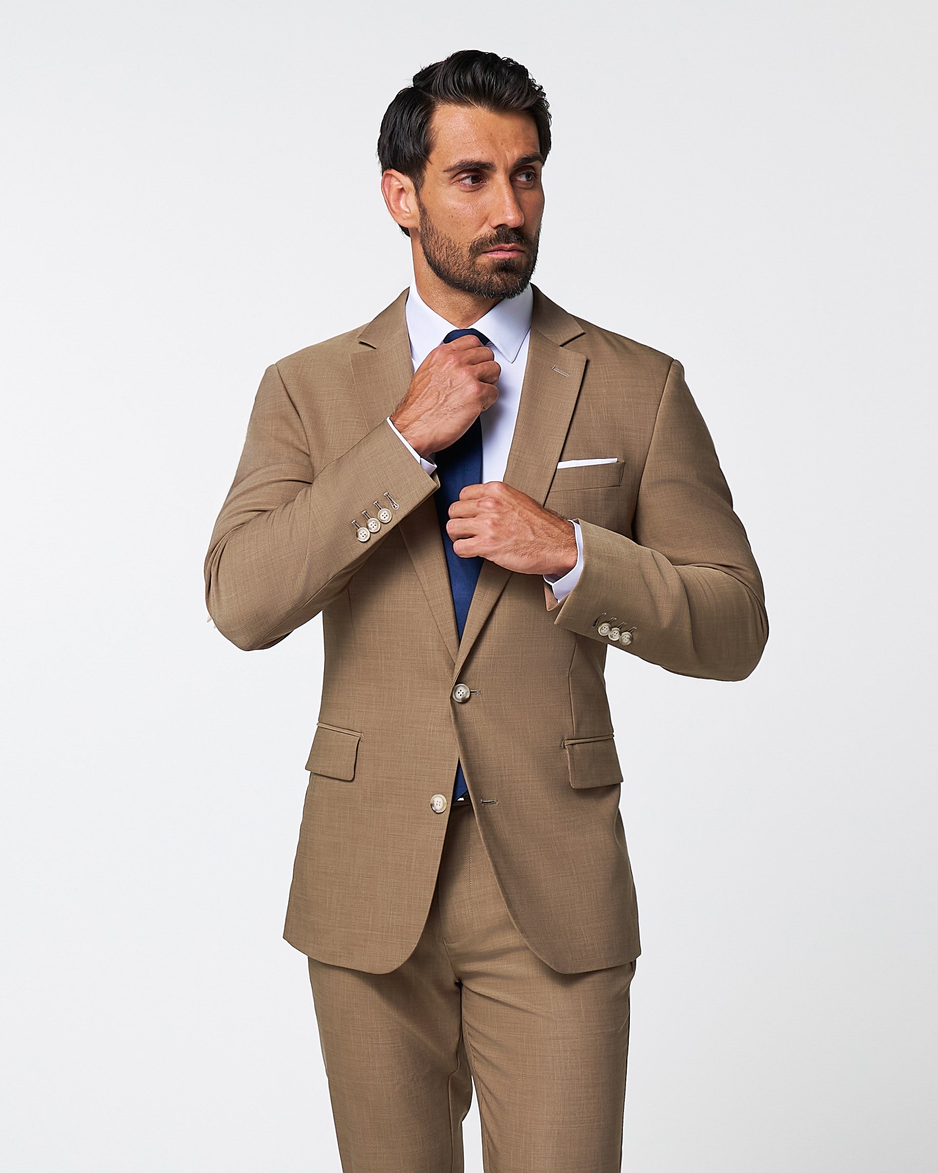 Athletic Fit Stretch Suit - Heathered Cappuccino