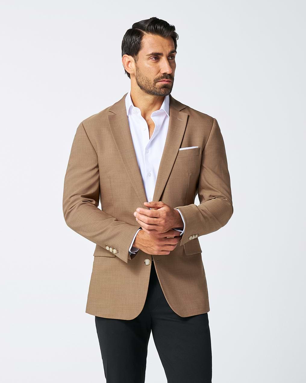 Athletic Fit Stretch Blazer - Heathered Cappuccino