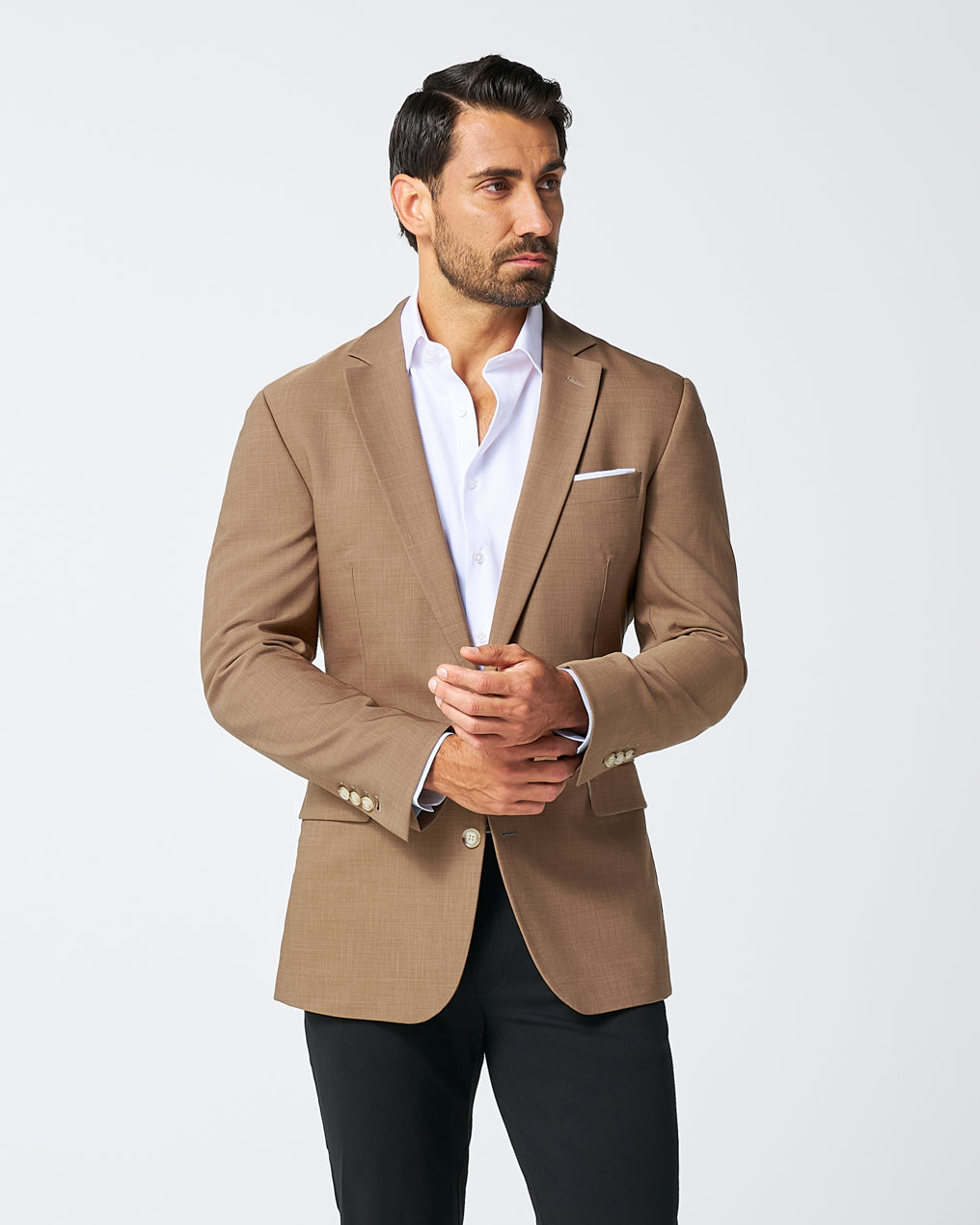 Athletic Fit Stretch Blazer - Heathered Cappuccino