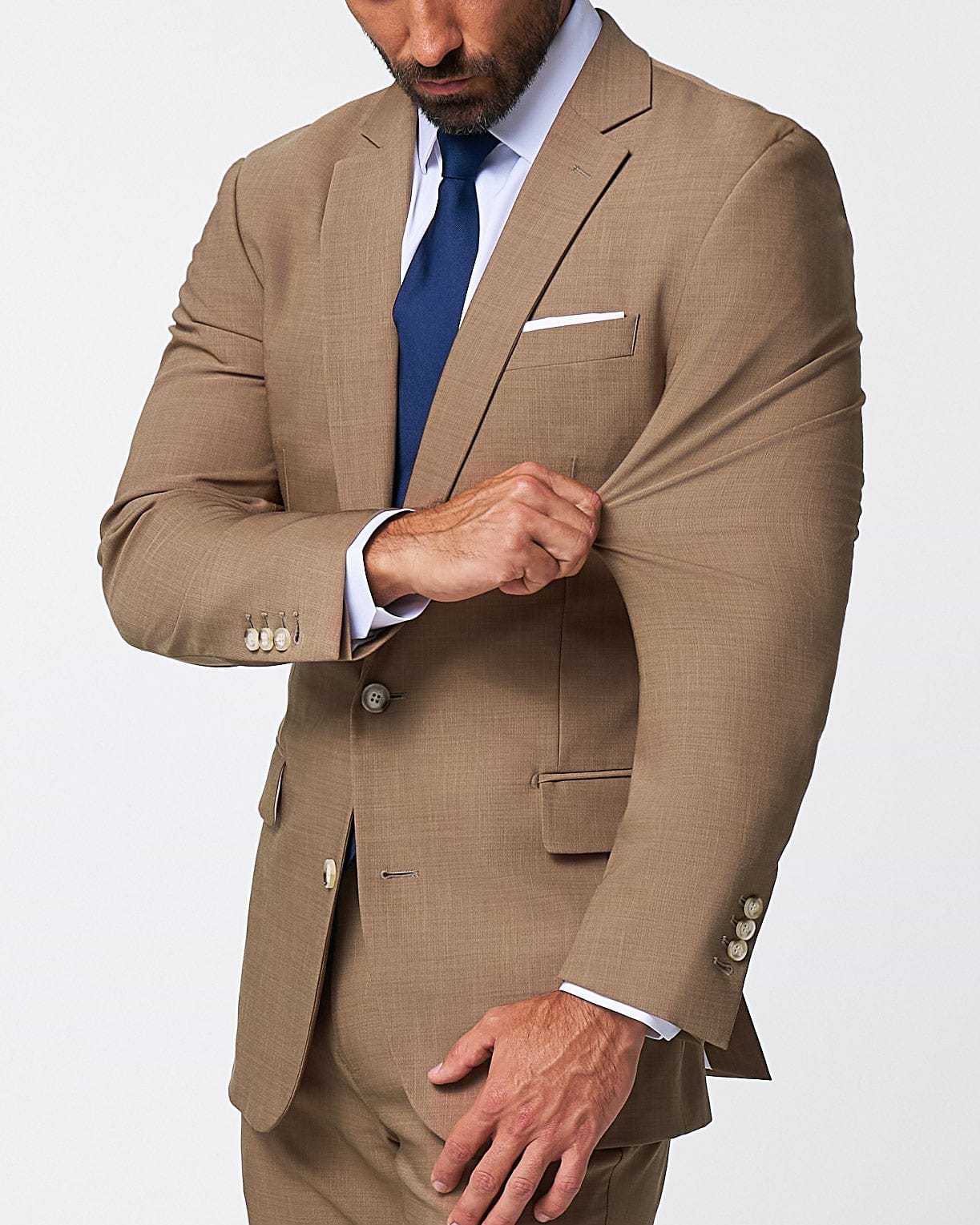 Athletic Fit Stretch Suit - Heathered Cappuccino