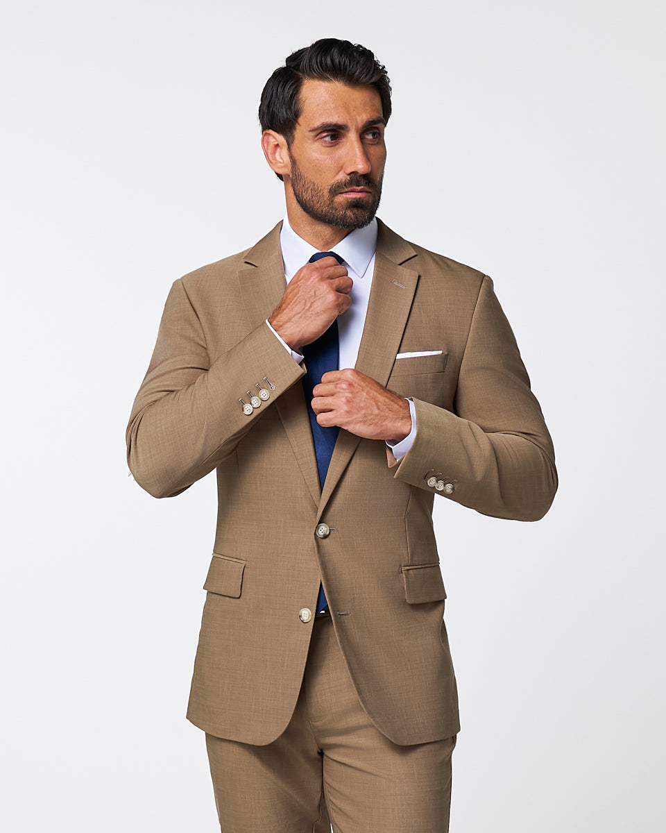 Athletic Fit Stretch Blazer - Heathered Cappuccino