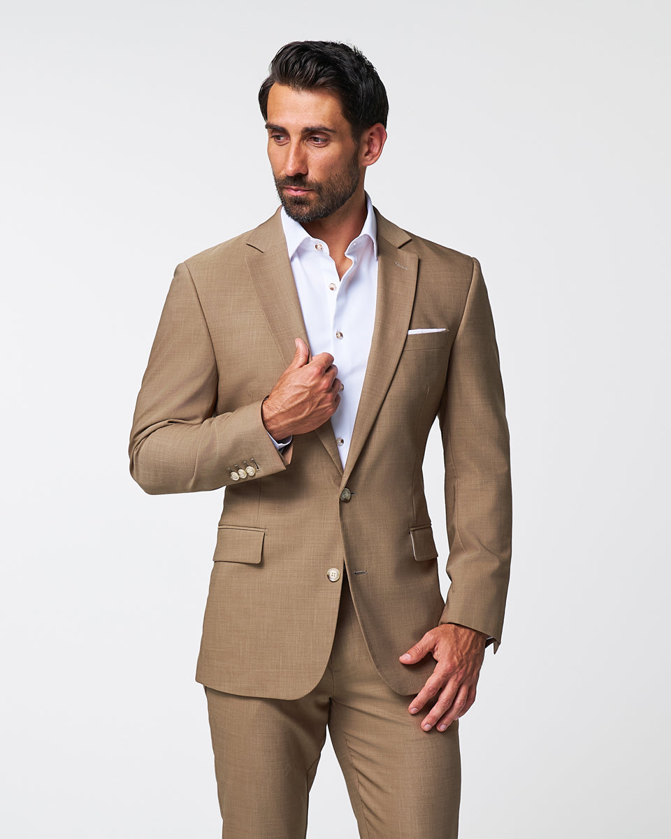 Athletic Fit Stretch Blazer - Heathered Cappuccino