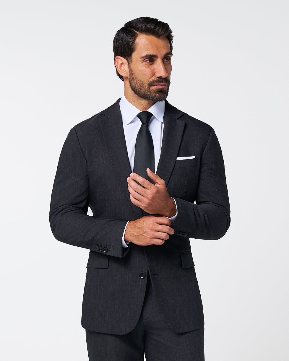 Athletic Fit Stretch Blazer - Heathered Black