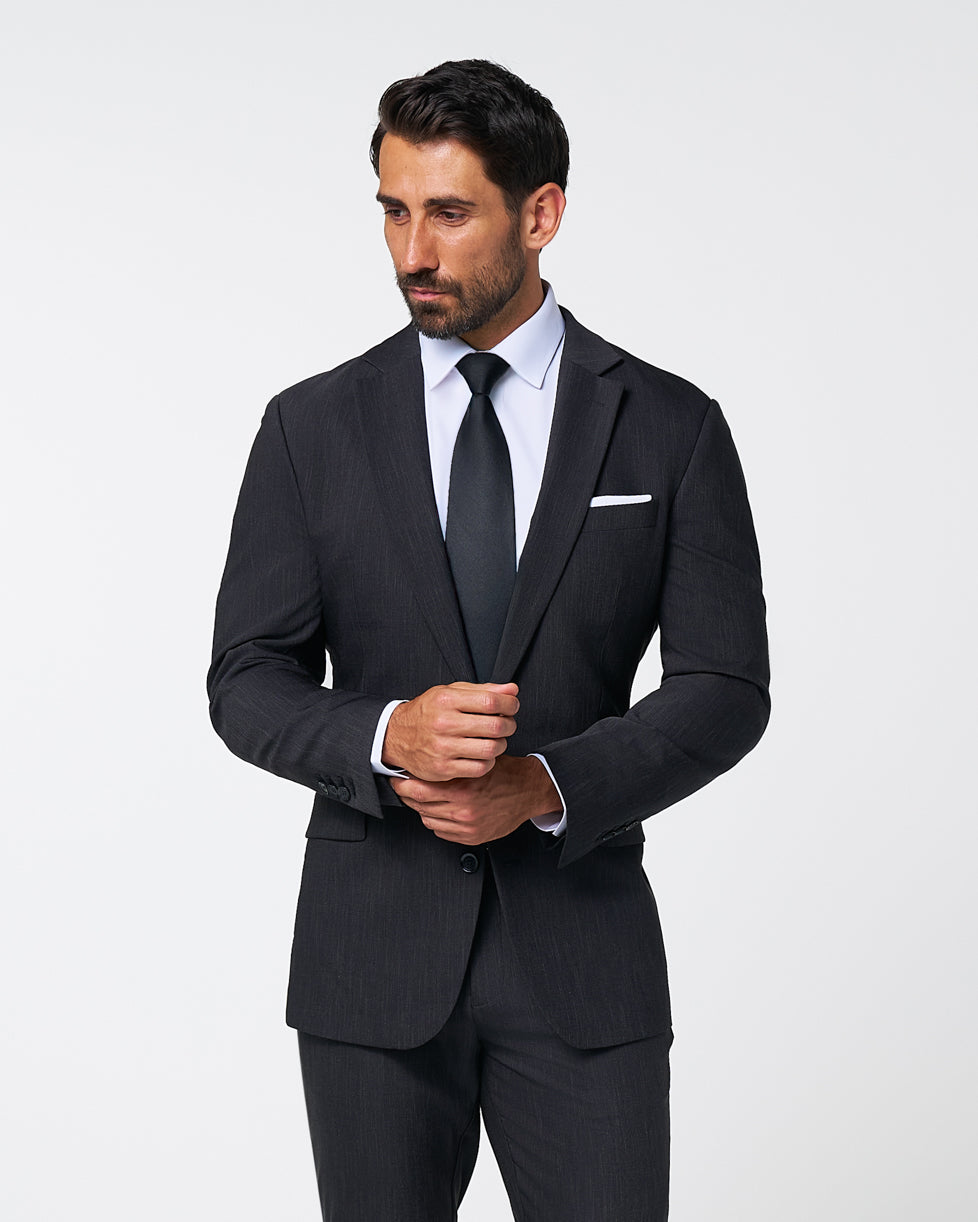 Athletic Fit Stretch Blazer - Heathered Black