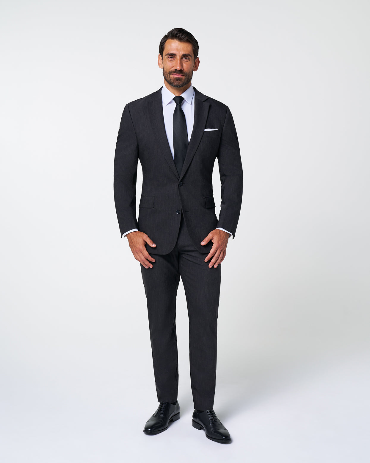 Athletic Fit Stretch Blazer - Heathered Black