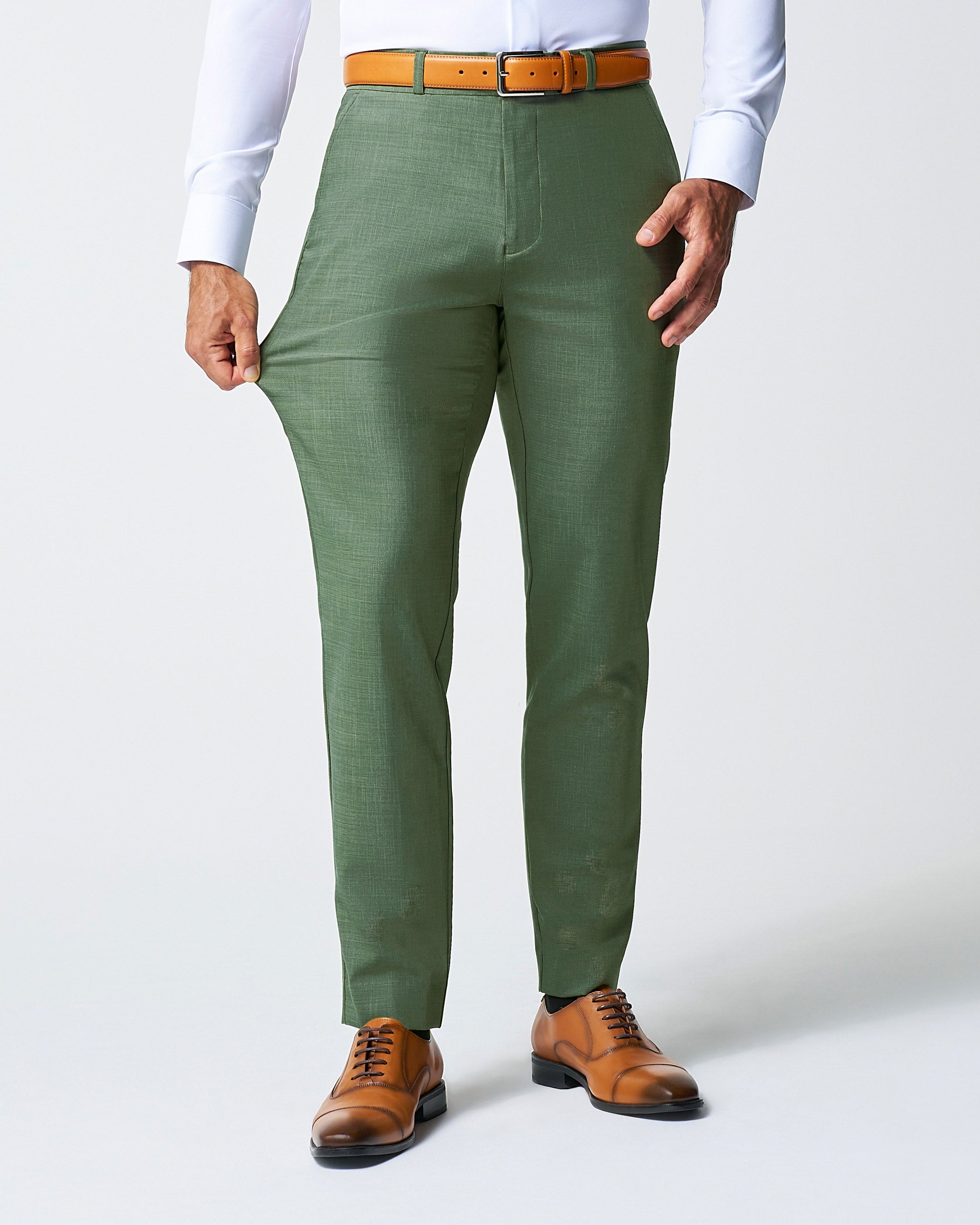 Athletic Fit Stretch Suit - Heathered Forest Green